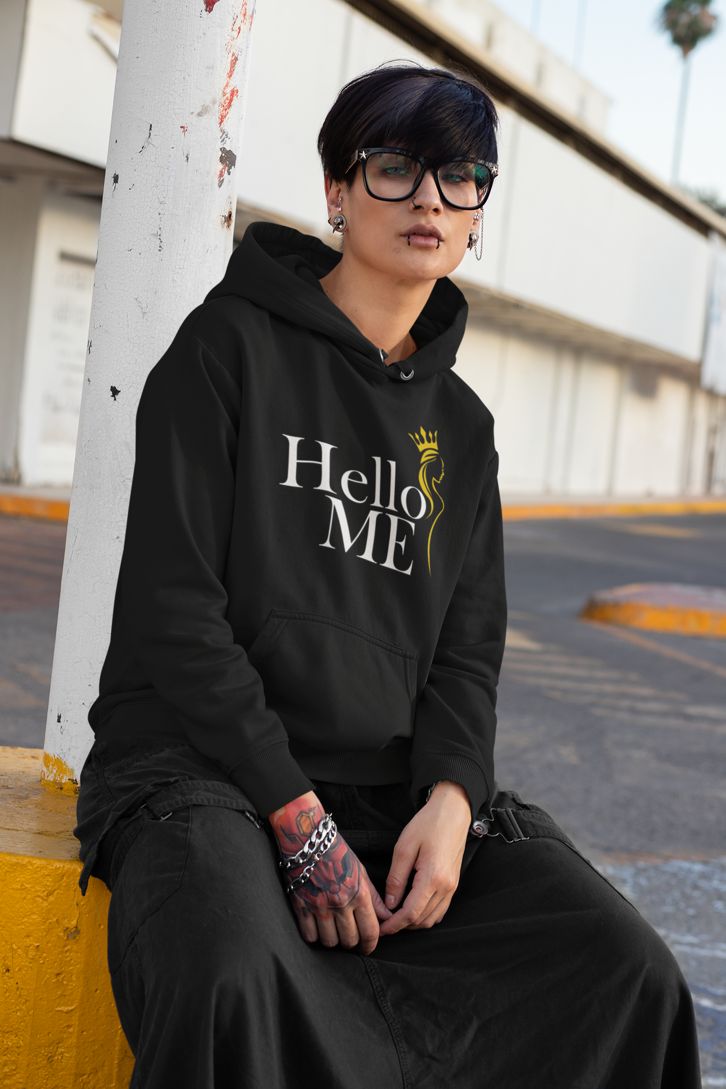 Hello Me Signature Hoodie – Unisex Sponge Fleece Pullover – Confidence You Can Wear product thumbnail image