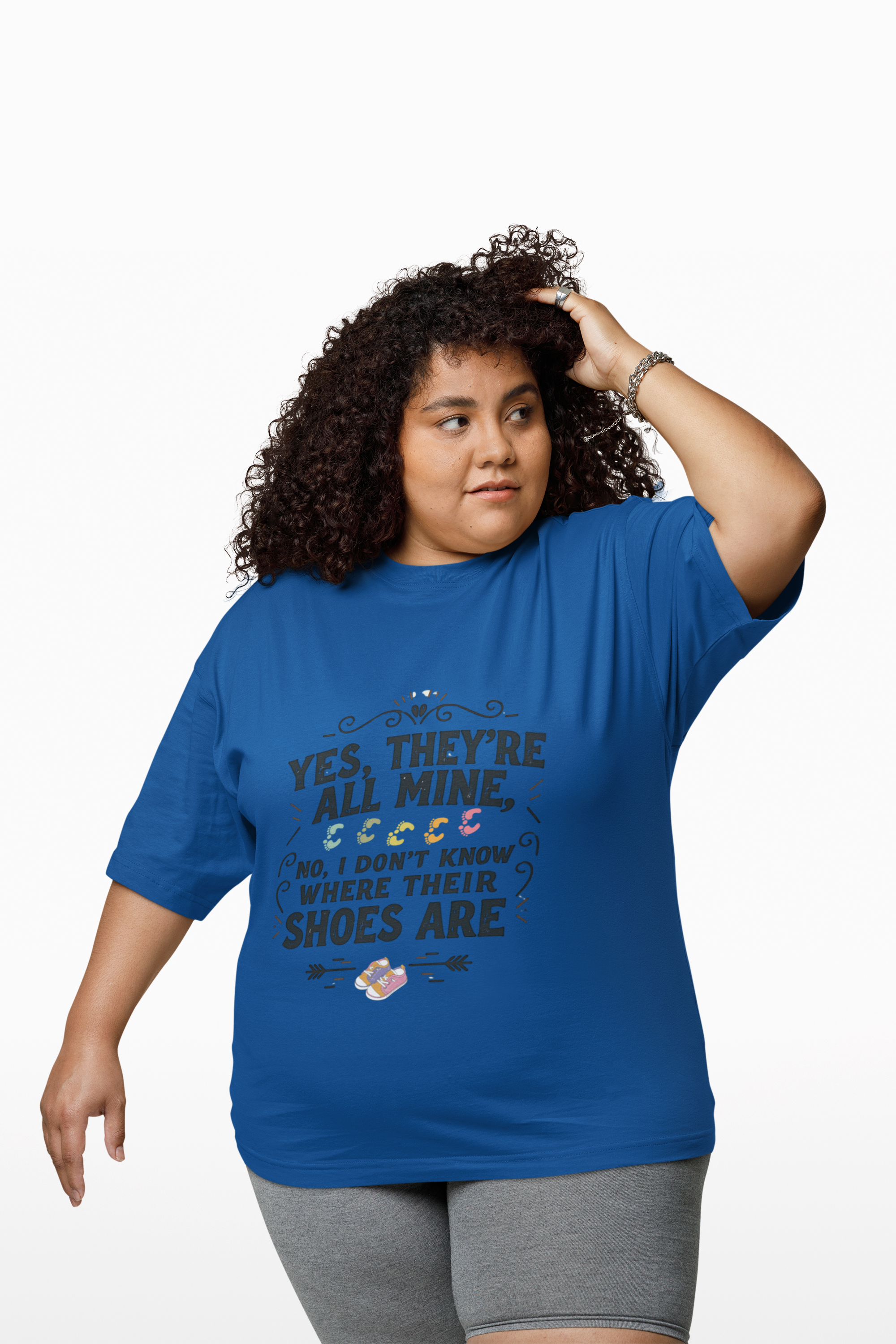 Funny Mom T-Shirt – “Yes, They’re All Mine” Quote with Kids’ Shoes &amp; Footprints – Chaos Coordinator Shirt – Cute Graphic Tee for Moms – Motherhood Humor Gift product thumbnail image