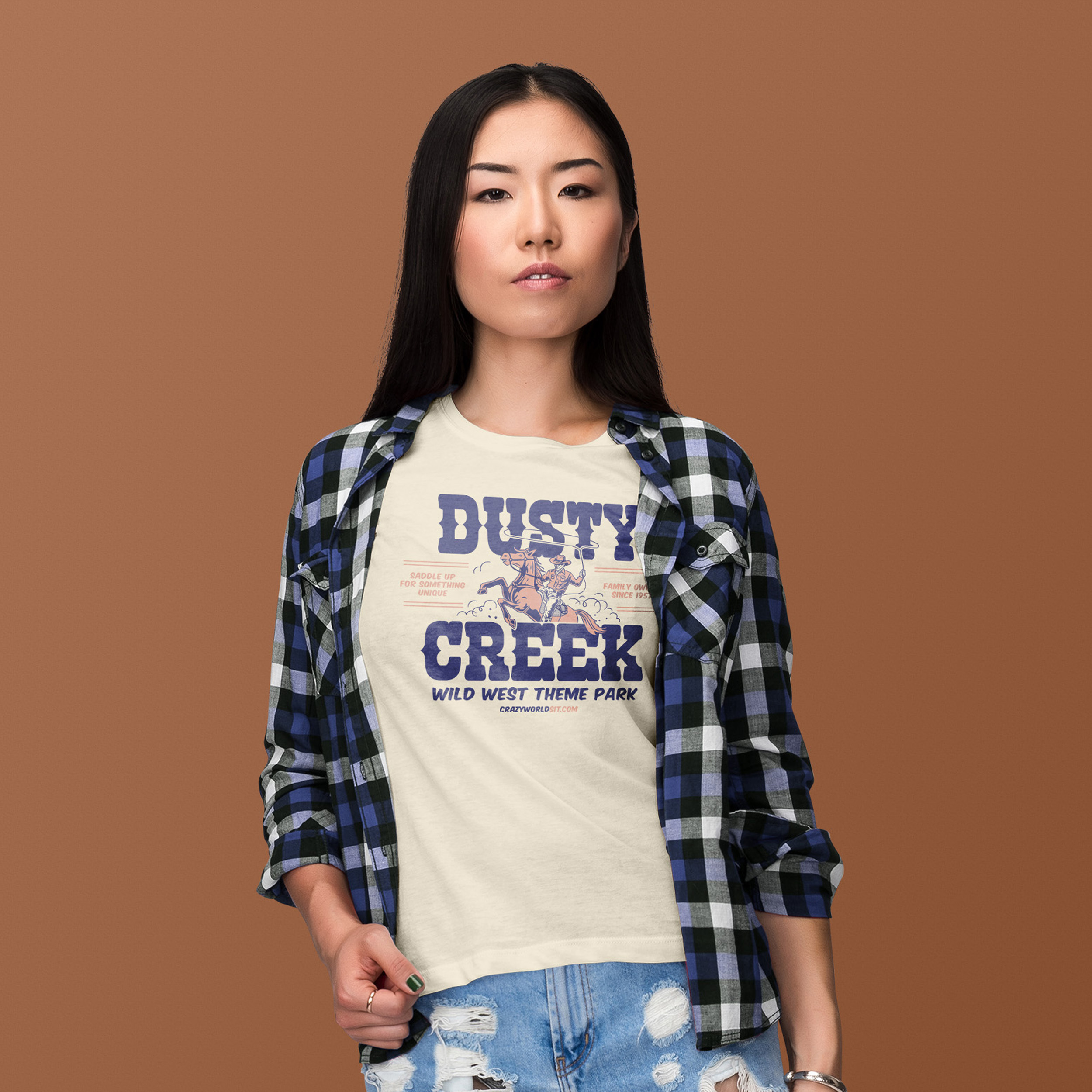 Dusty Creek Wild West Theme Park Unisex T-Shirt - 'Saddle Up for Something Unique' product thumbnail image