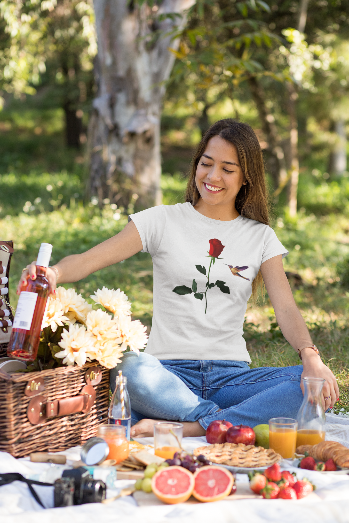 Rose and Hummingbird Nature Lovers Unisex T-Shirt