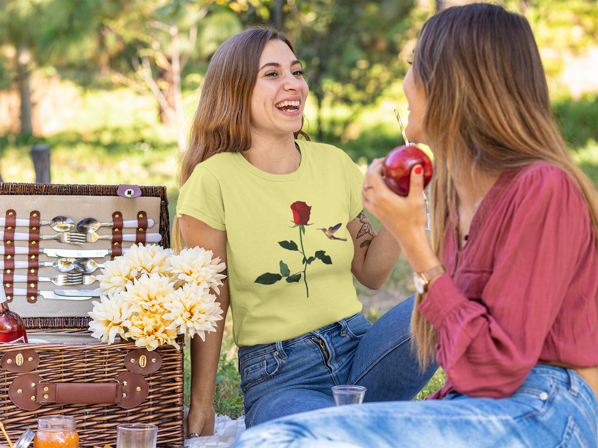 Rose and Hummingbird Nature Lovers Unisex T-Shirt product thumbnail image Rose and Hummingbird Nature Lovers Unisex T-Shirt product thumbnail image