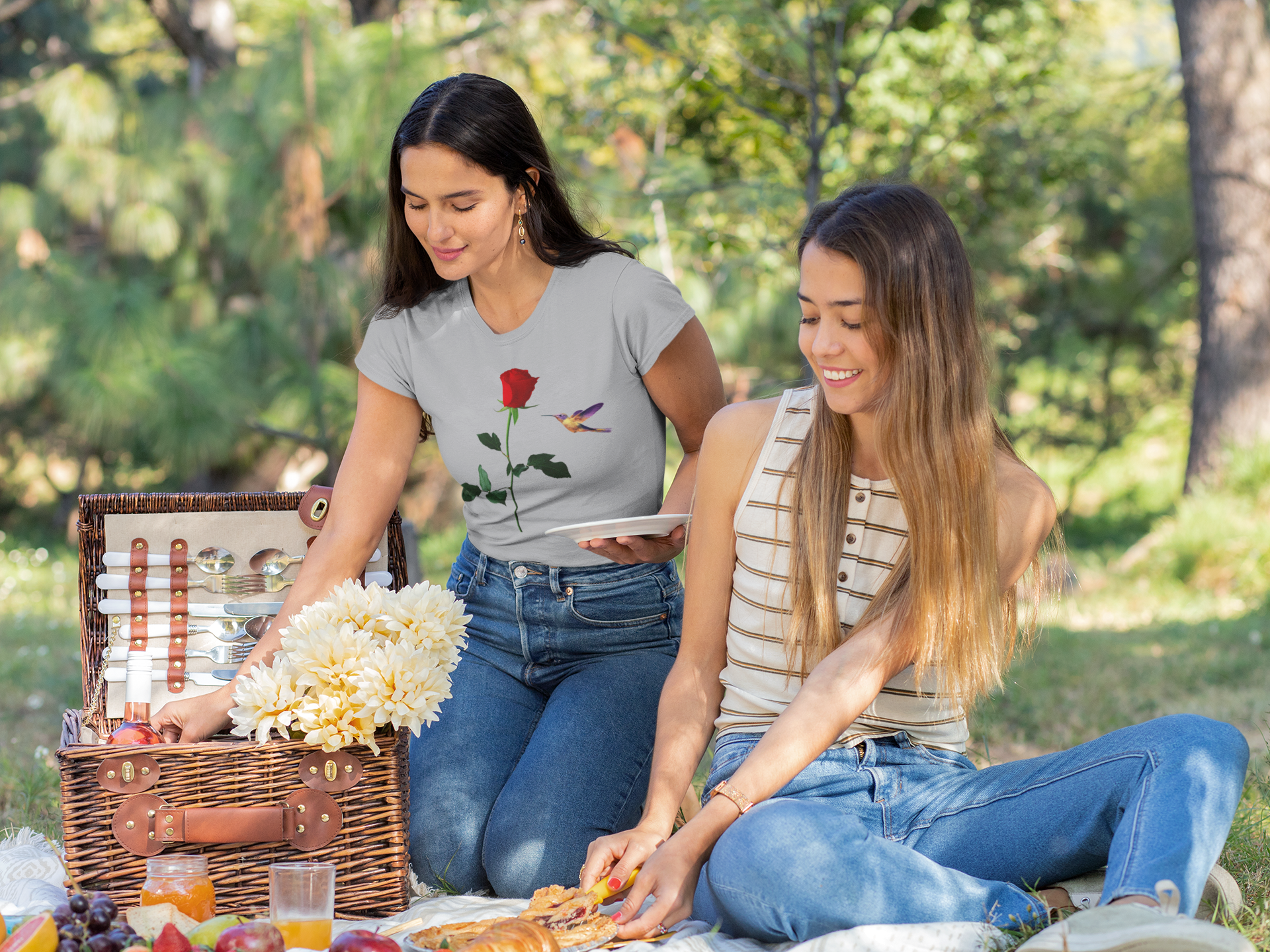 Rose and Hummingbird Nature Lovers Unisex T-Shirt product thumbnail image