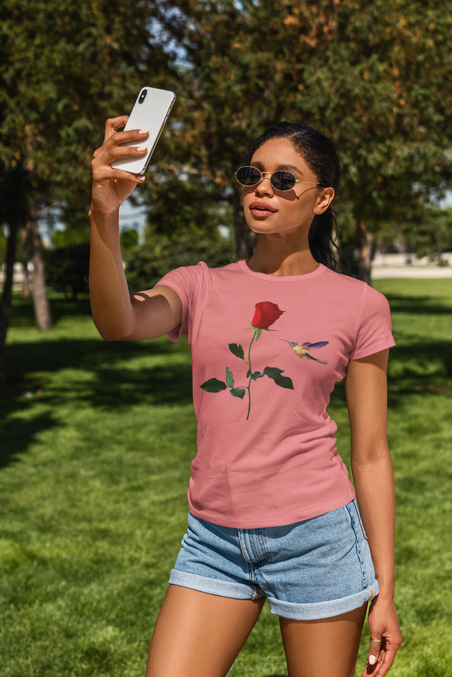 Rose and Hummingbird Nature Lovers Unisex T-Shirt product thumbnail image Rose and Hummingbird Nature Lovers Unisex T-Shirt product thumbnail image