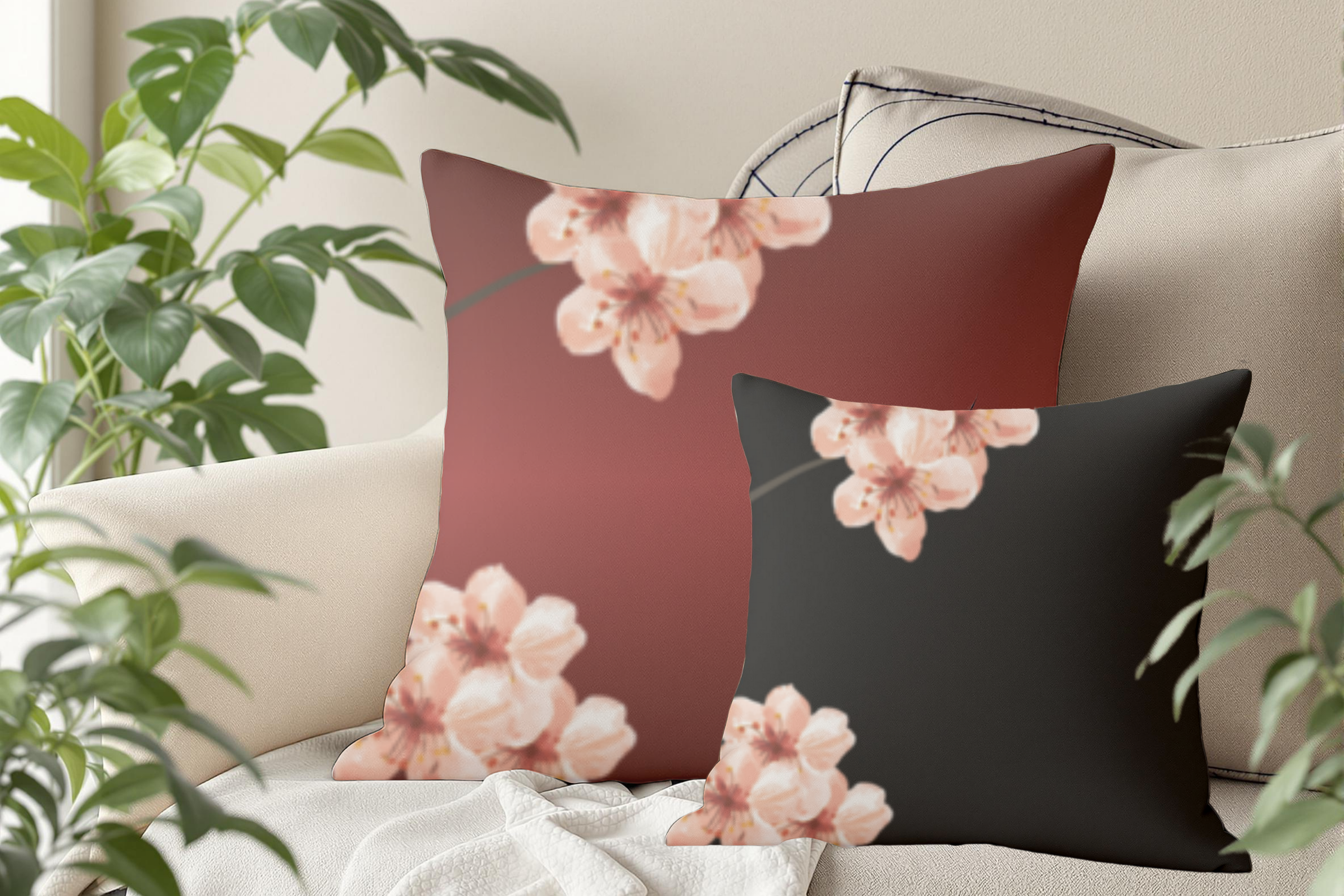Velvet Bloom – Premium Decorative Throw Pillow | Spun Polyester Square Pillow product thumbnail image