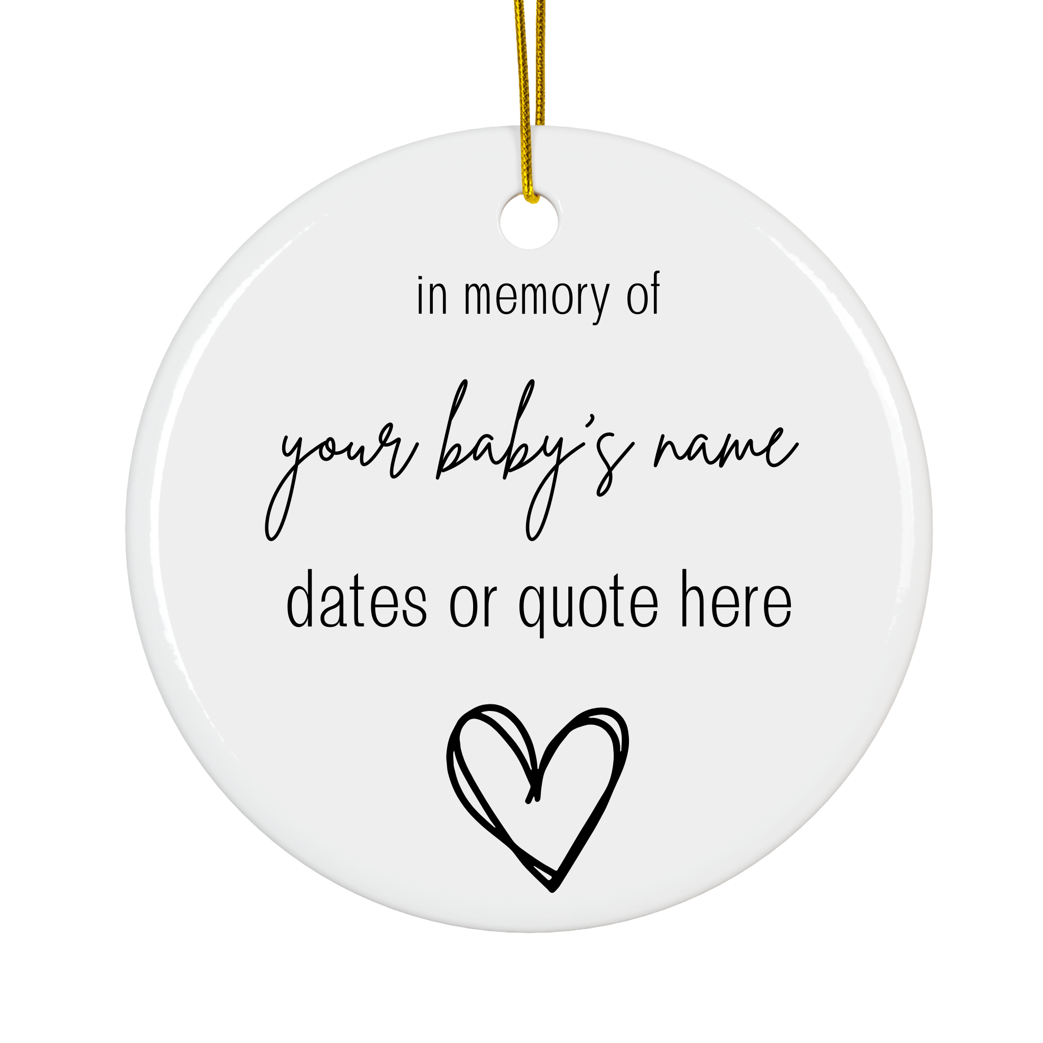 Personalized In Memory of Baby Ceramic Ornament – Custom Name, Dates or Quote product thumbnail image