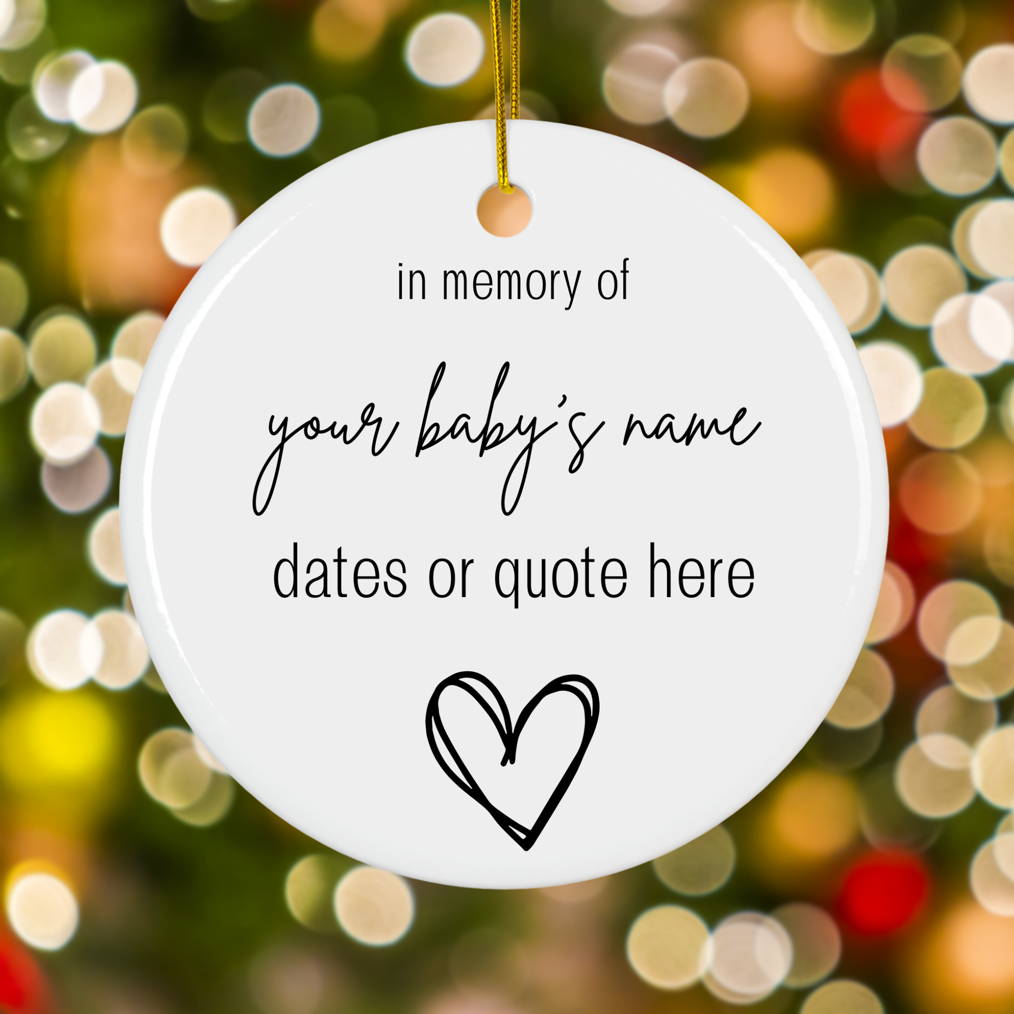 Personalized In Memory of Baby Ceramic Ornament – Custom Name, Dates or Quote