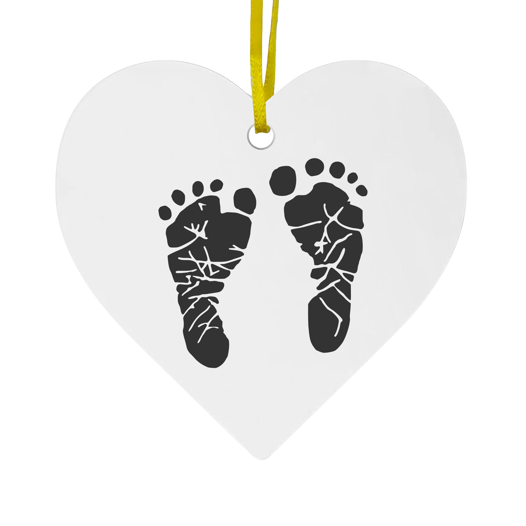 Heart-Shaped Memorial Ornament with Baby Footprints - Great for Hospitals &amp; Keepsake Boxes
