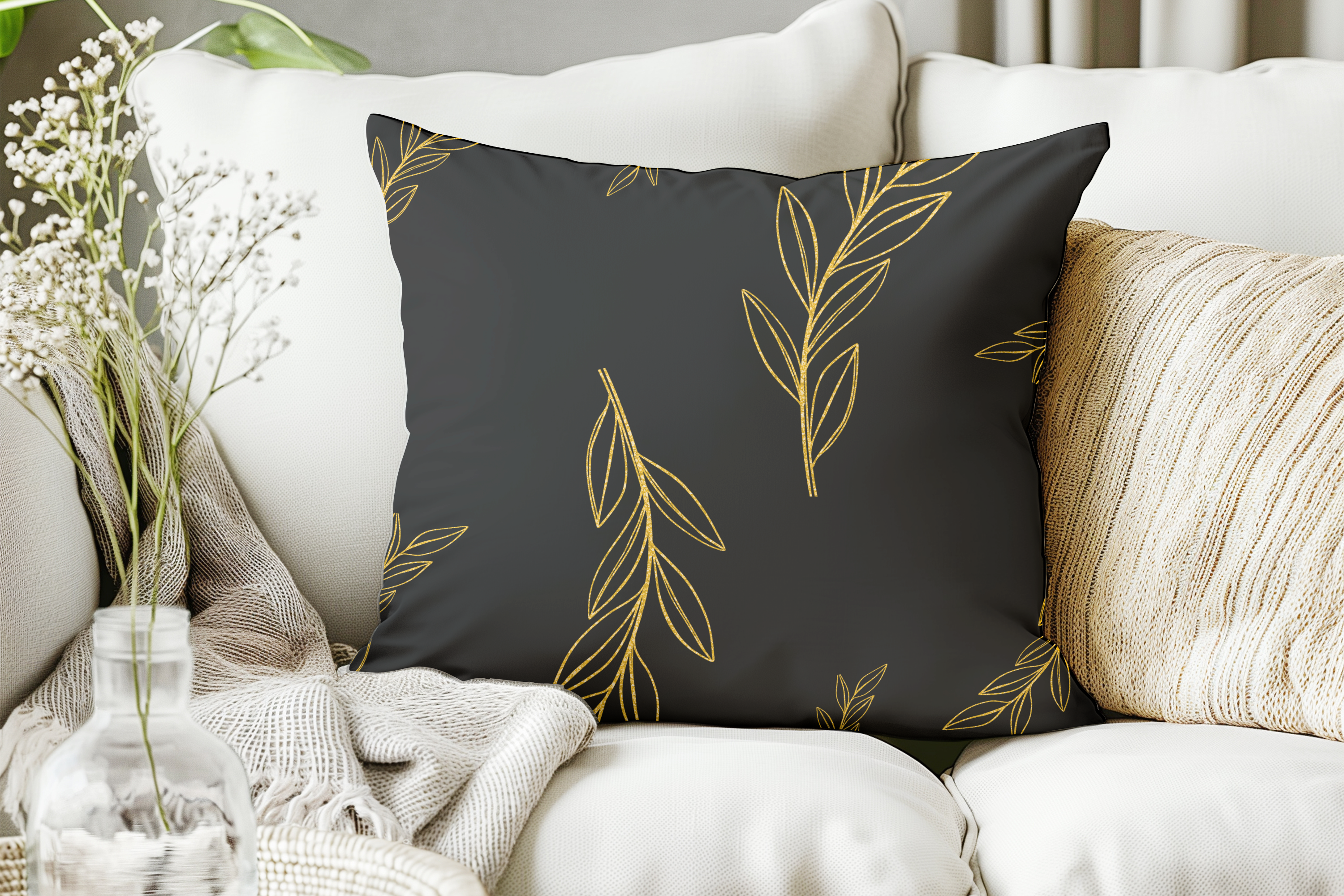 Golden Foliage – Premium Decorative Throw Pillow | Spun Polyester Square Pillow product thumbnail image Golden Foliage – Premium Decorative Throw Pillow | Spun Polyester Square Pillow product thumbnail image