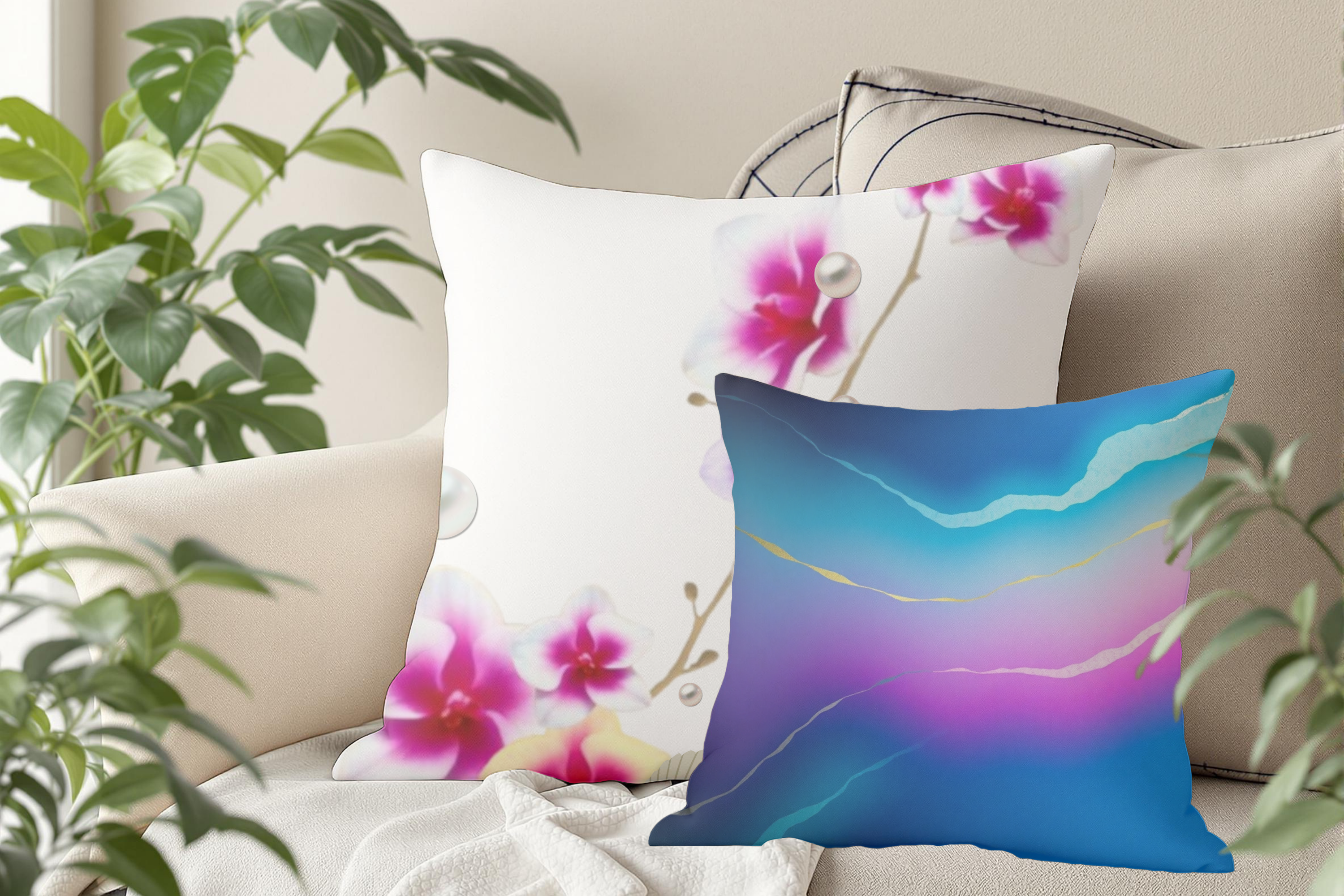 Dewkissed Orchid – Premium Decorative Throw Pillow | Spun Polyester Square Pillow product thumbnail image