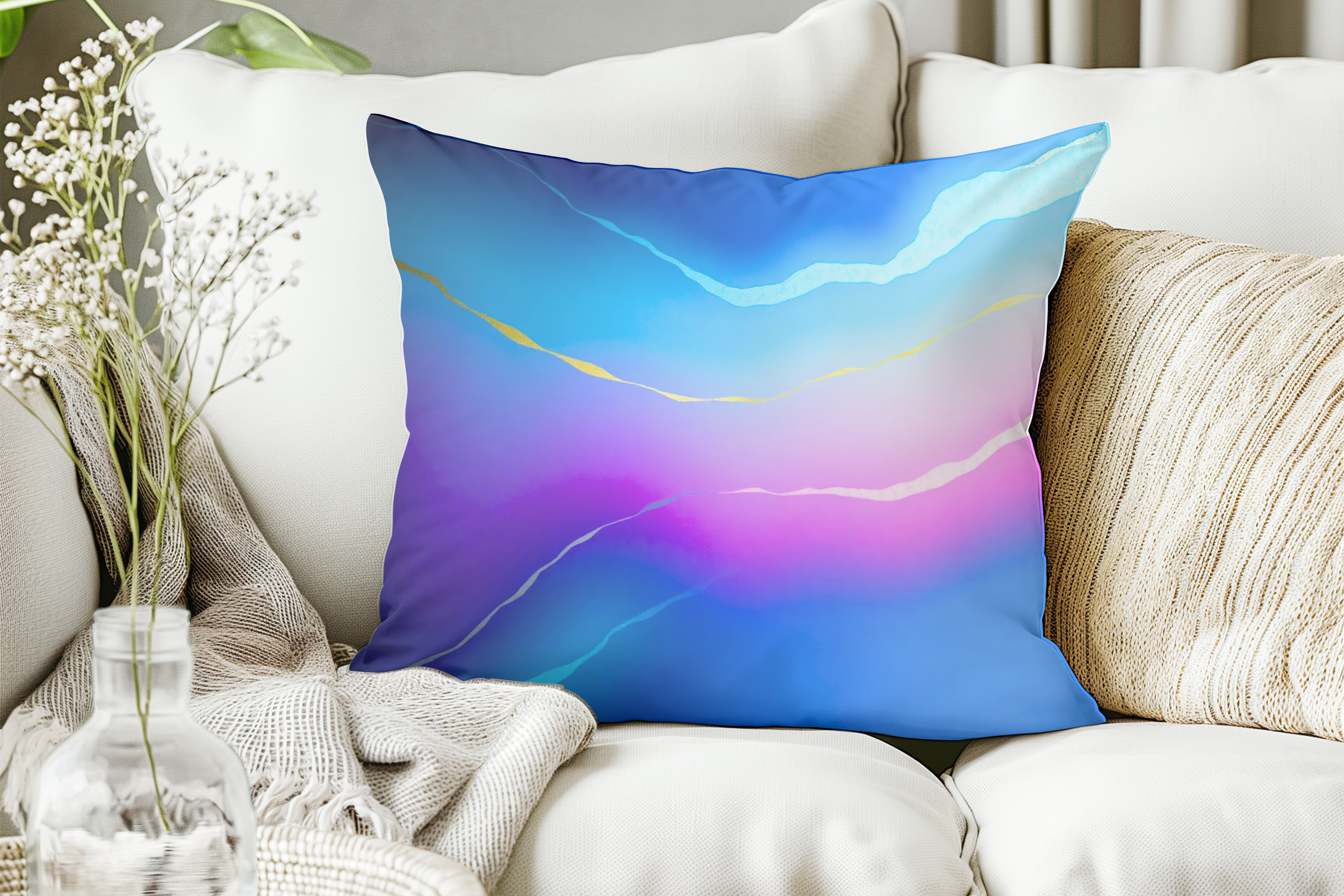 Tranquil Current – Premium Throw Pillow Cover | Spun Polyester Square Pillow Case product thumbnail image