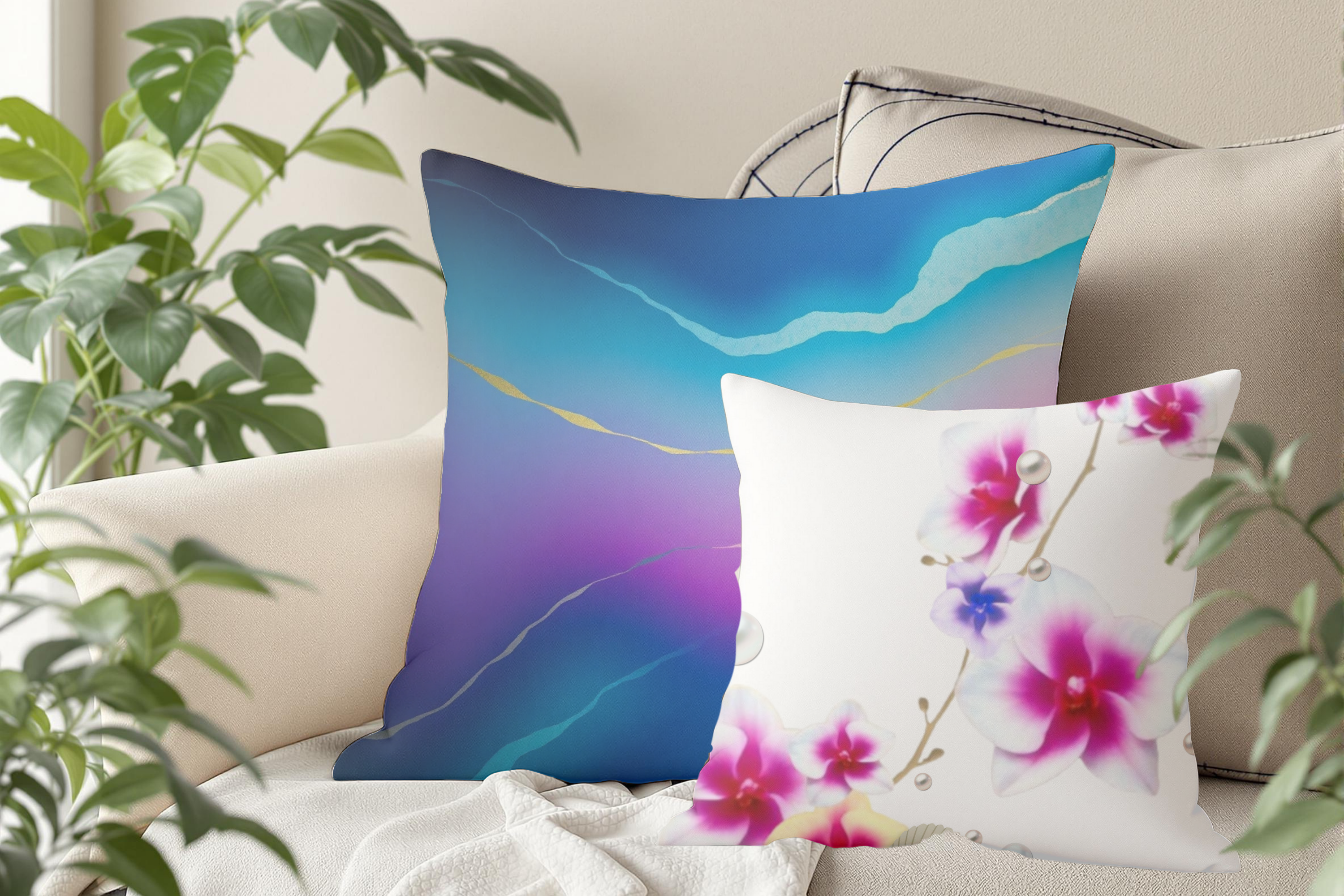 Tranquil Current – Premium Throw Pillow Cover | Spun Polyester Square Pillow Case product thumbnail image