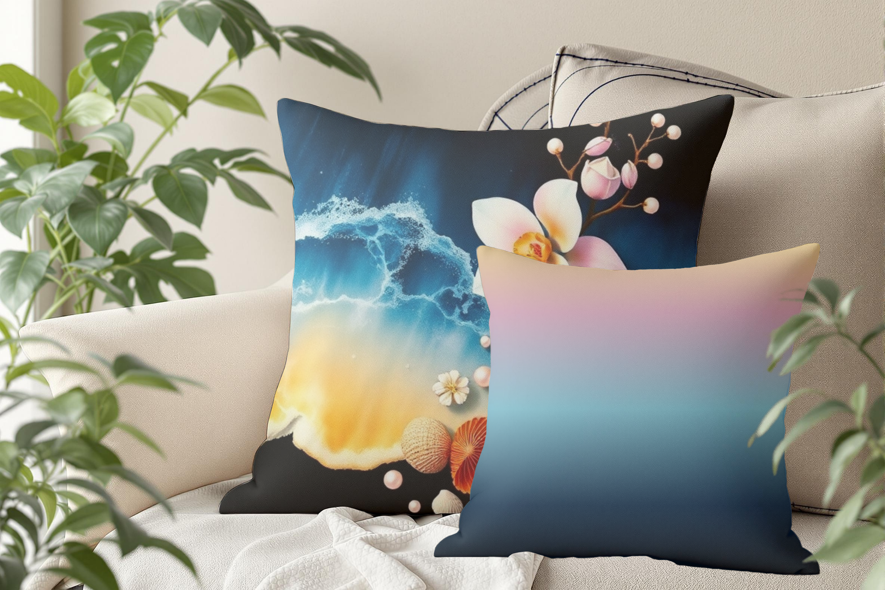 Tide Petals – Premium Throw Pillow Cover | Spun Polyester Square Pillow Case product thumbnail image
