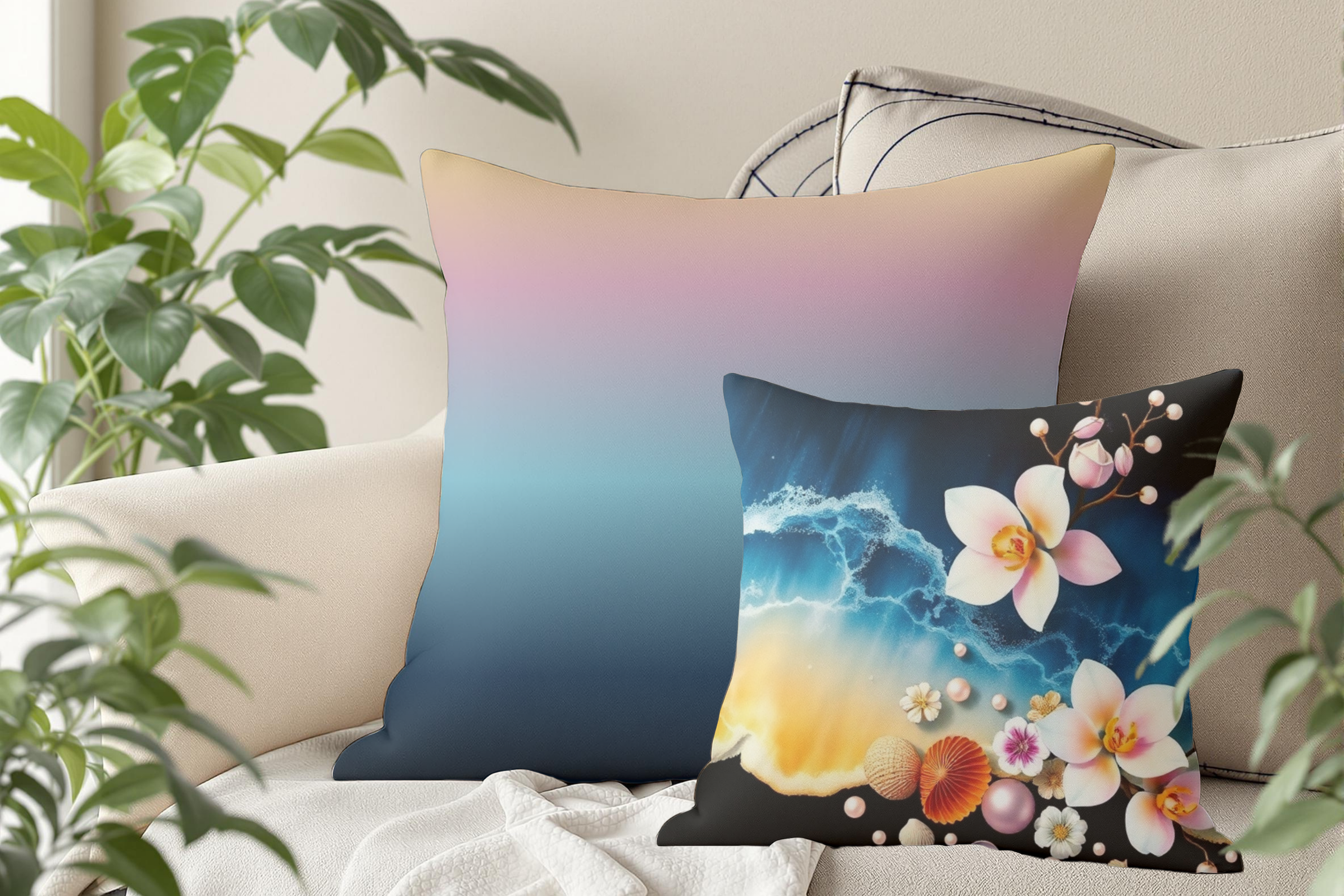 Coastal Haze – Premium Throw Pillow Cover | Spun Polyester Square Pillow Case product thumbnail image