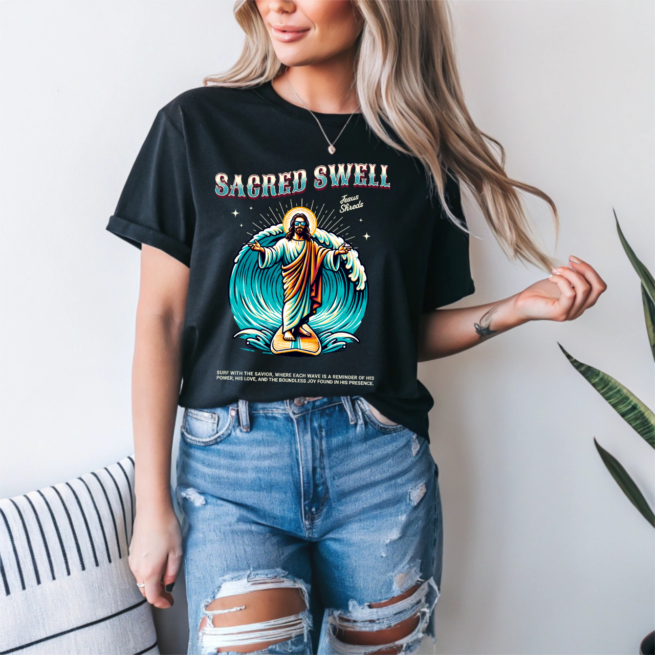 Sacred Swell - Jesus Shreds Tee product thumbnail image Sacred Swell - Jesus Shreds Tee product thumbnail image