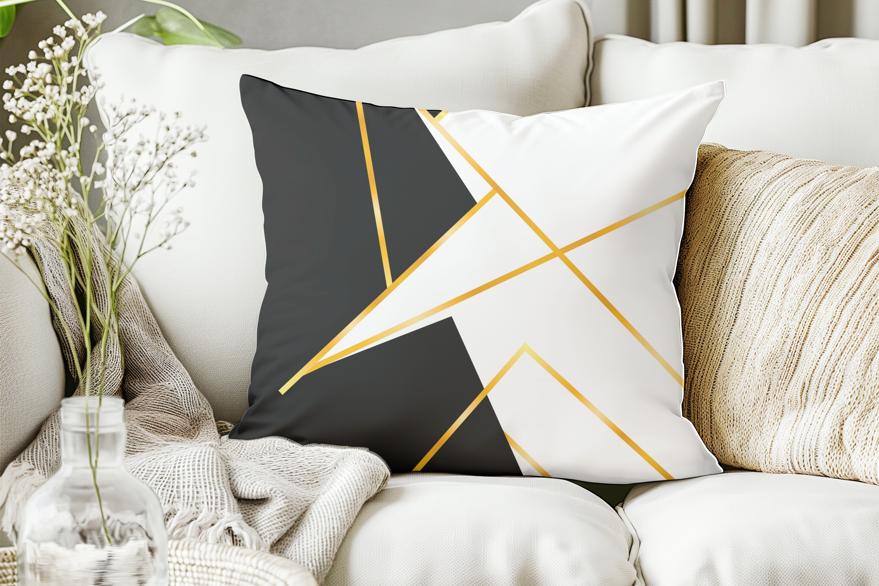 Gilded Fracture – Luxe Throw Pillow | Spun Polyester Square Pillow 