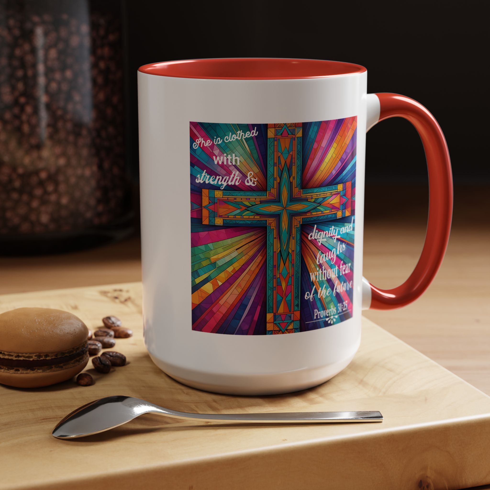 Proverbs 31:25 Women's Inspirational Accent Coffee Mug product thumbnail image Proverbs 31:25 Women's Inspirational Accent Coffee Mug product thumbnail image