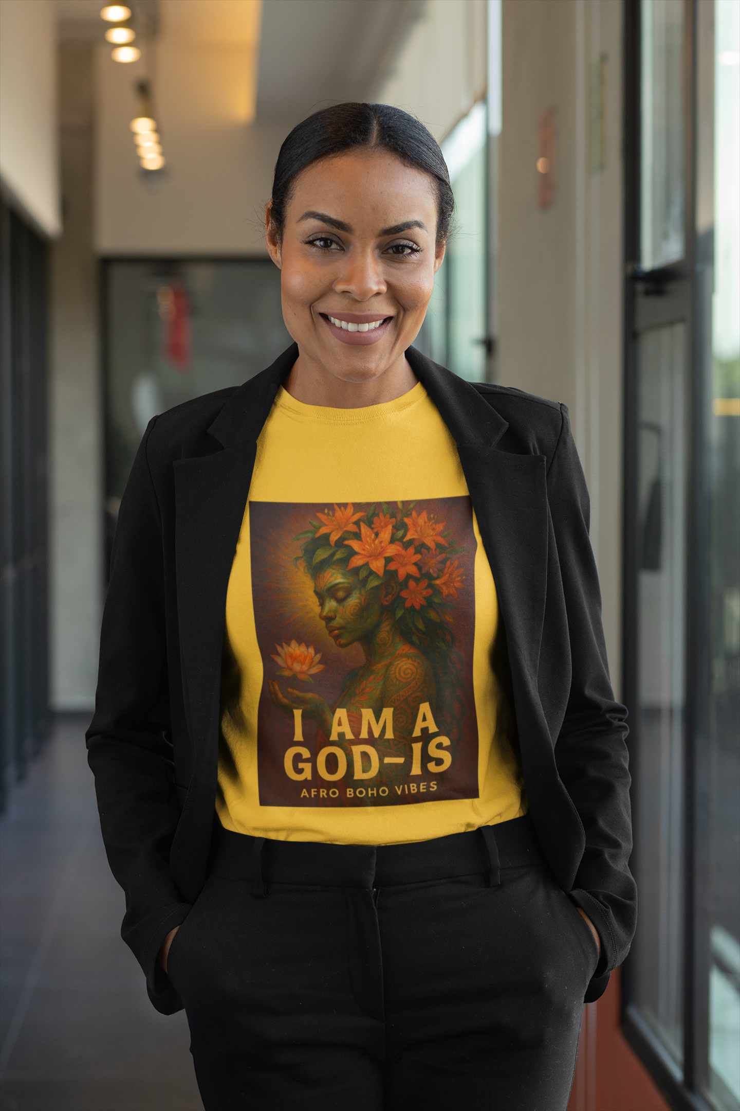 "I AM A GOD-IS" Affirmation Tee by Afro Boho Vibes product thumbnail image "I AM A GOD-IS" Affirmation Tee by Afro Boho Vibes product thumbnail image