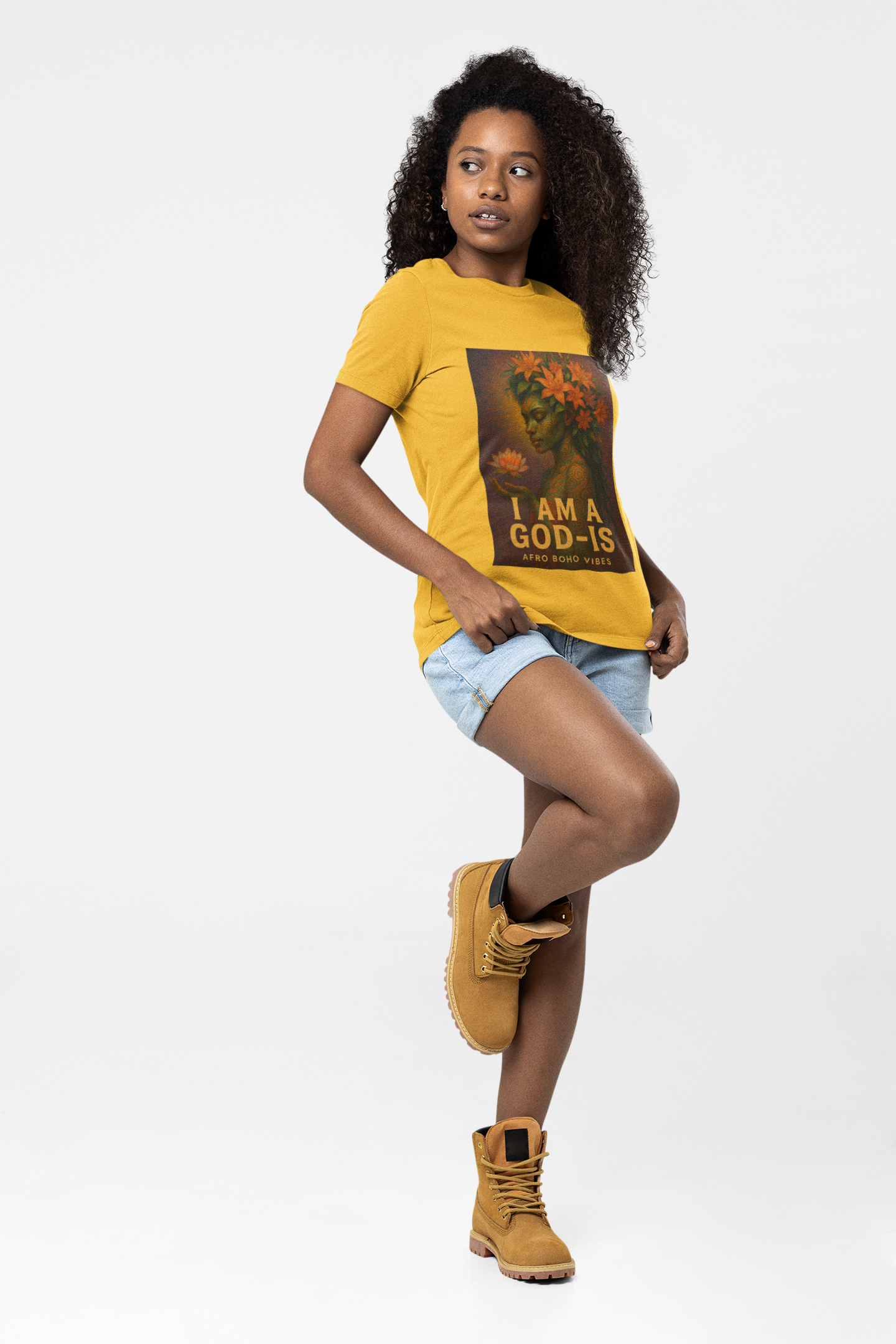 "I AM A GOD-IS" Affirmation Tee by Afro Boho Vibes product thumbnail image "I AM A GOD-IS" Affirmation Tee by Afro Boho Vibes product thumbnail image