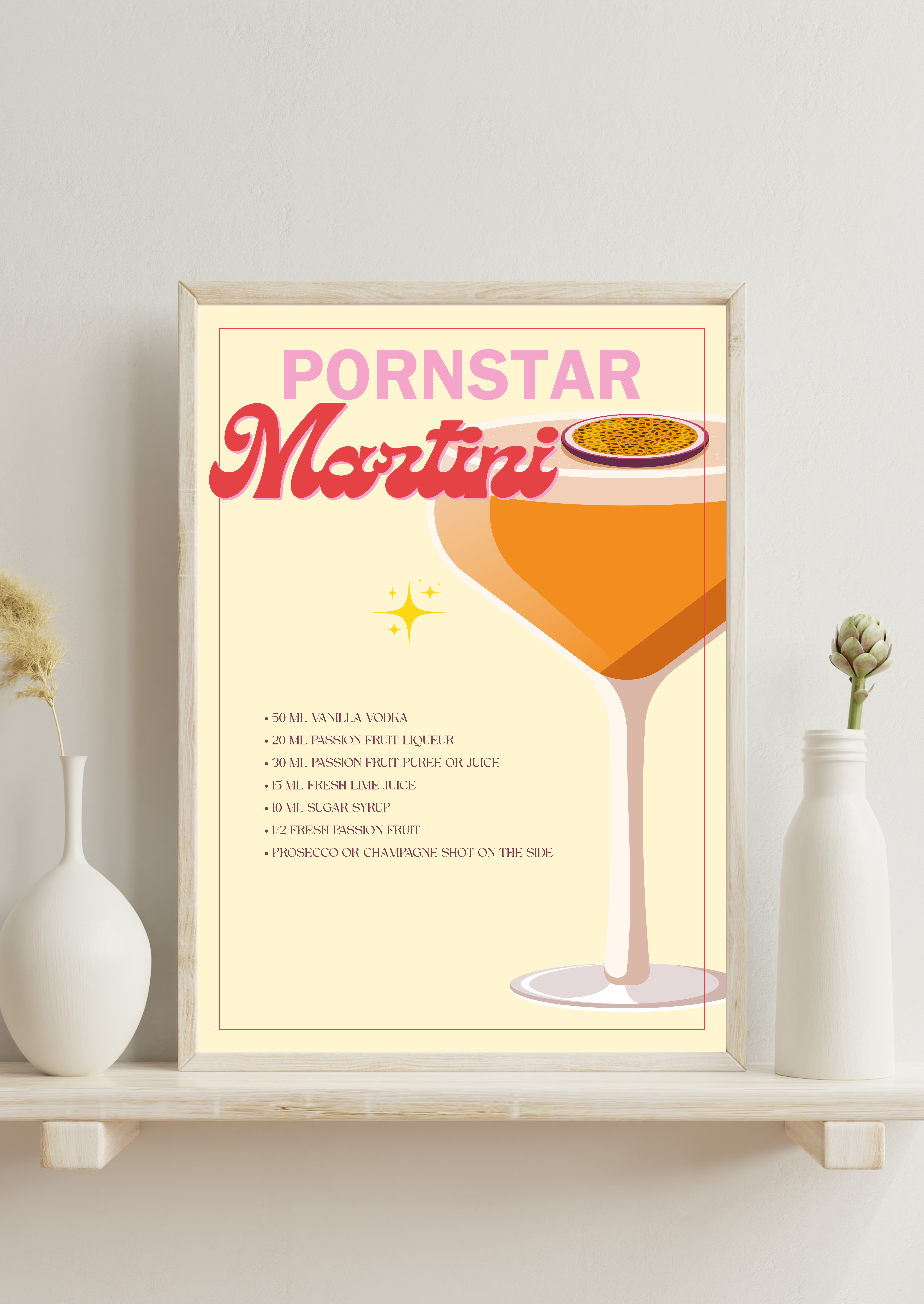 Pornstar Martini Recipe Poster - Fun Cocktail Wall Art for Home Bars and Kitchens product thumbnail image