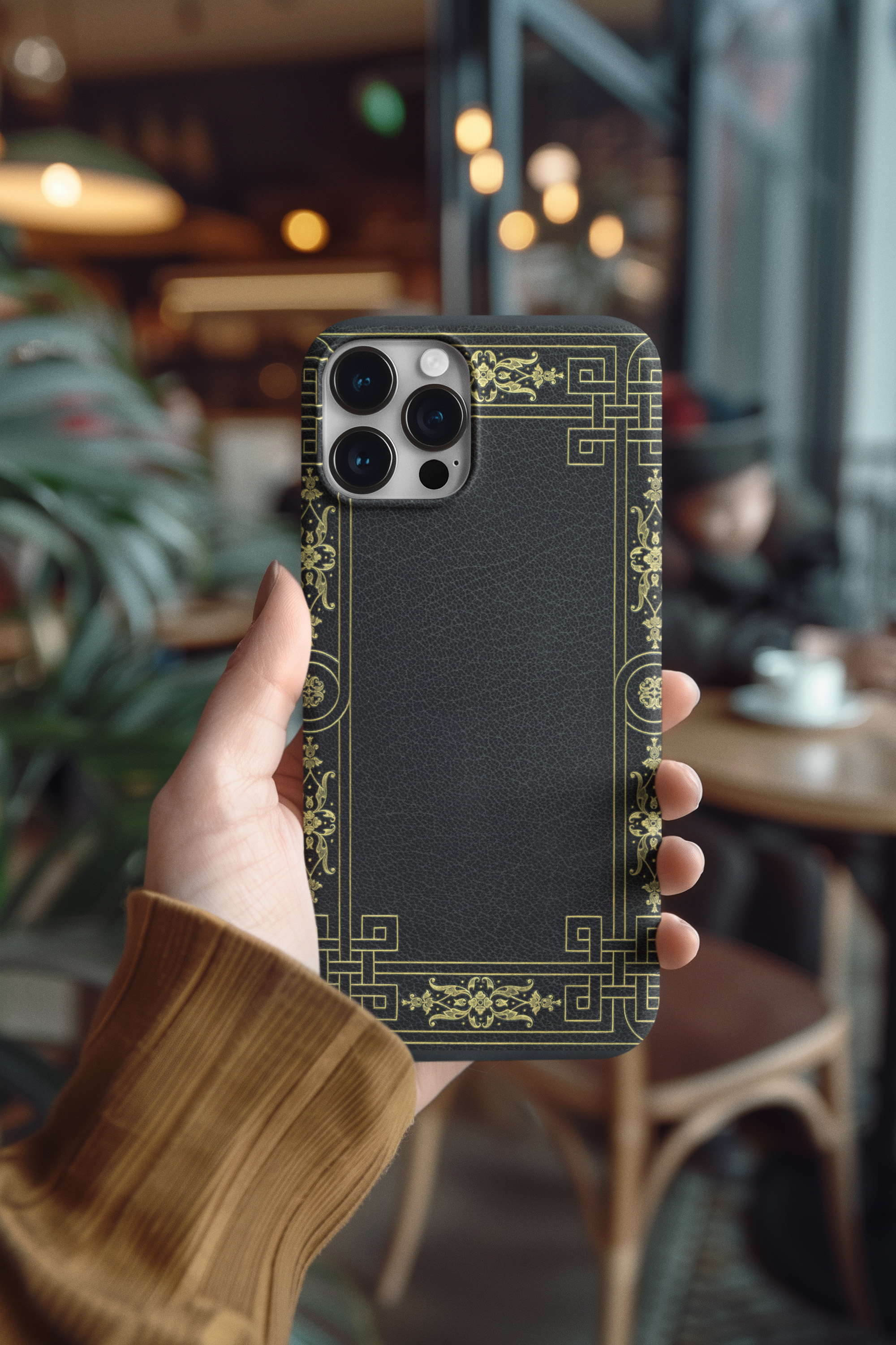 Elegant Faux Leather Art Deco Gold Design Tough Phone Case product thumbnail image