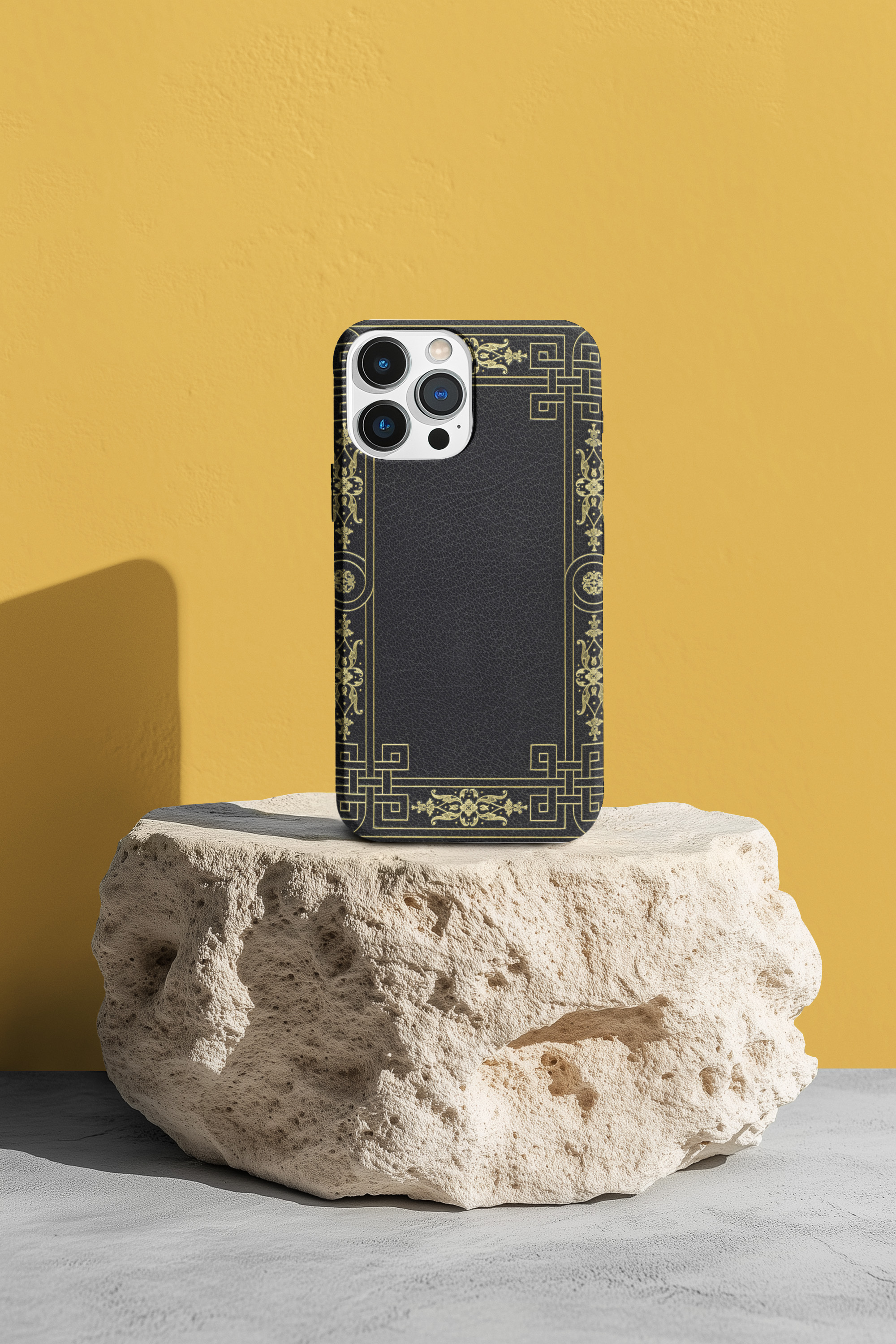 Elegant Faux Leather Art Deco Gold Design Tough Phone Case product thumbnail image