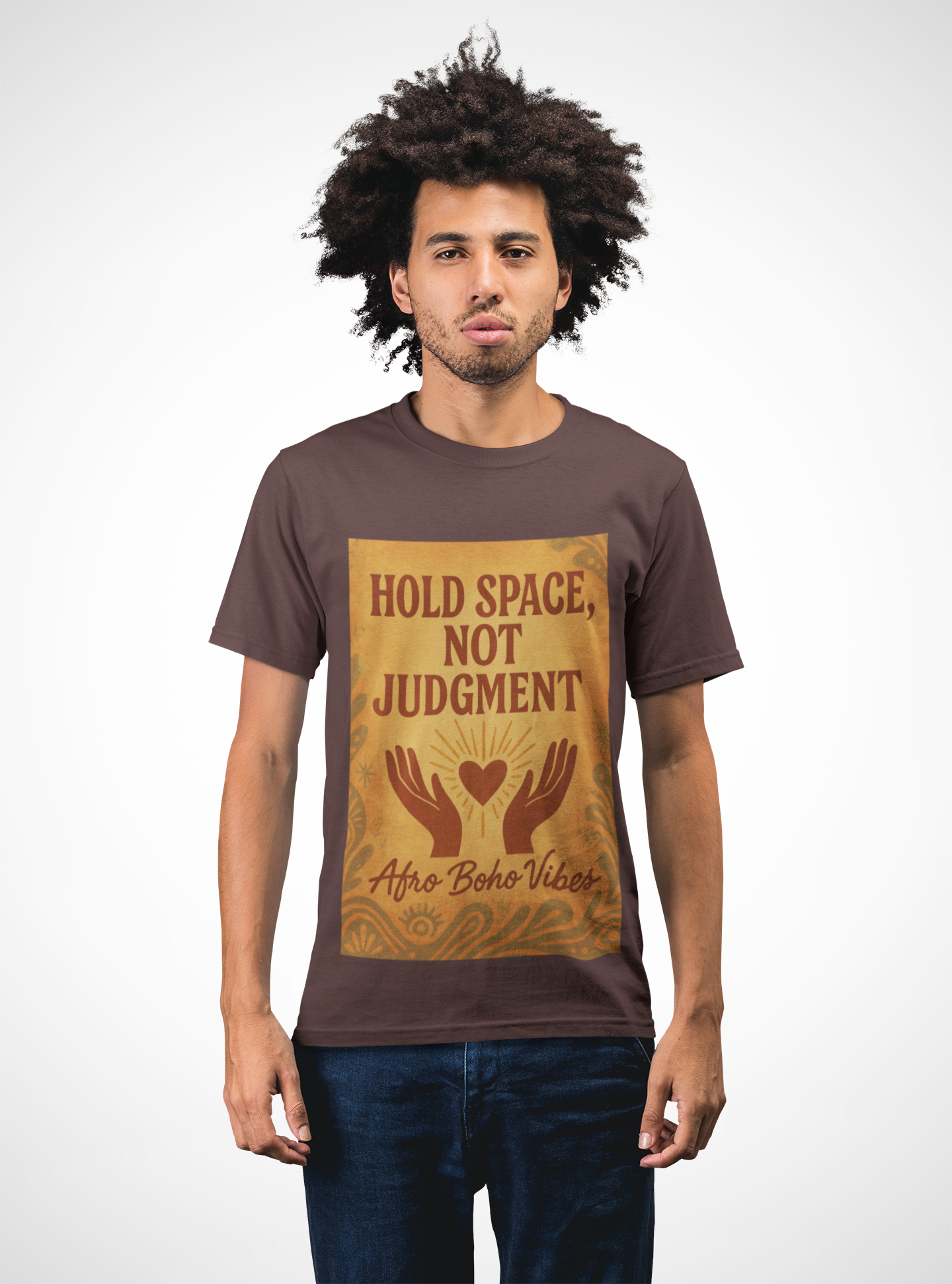 'Hold Space, Not Judgment' Afro Boho Vibes -Unisex Tee product thumbnail image 'Hold Space, Not Judgment' Afro Boho Vibes -Unisex Tee product thumbnail image