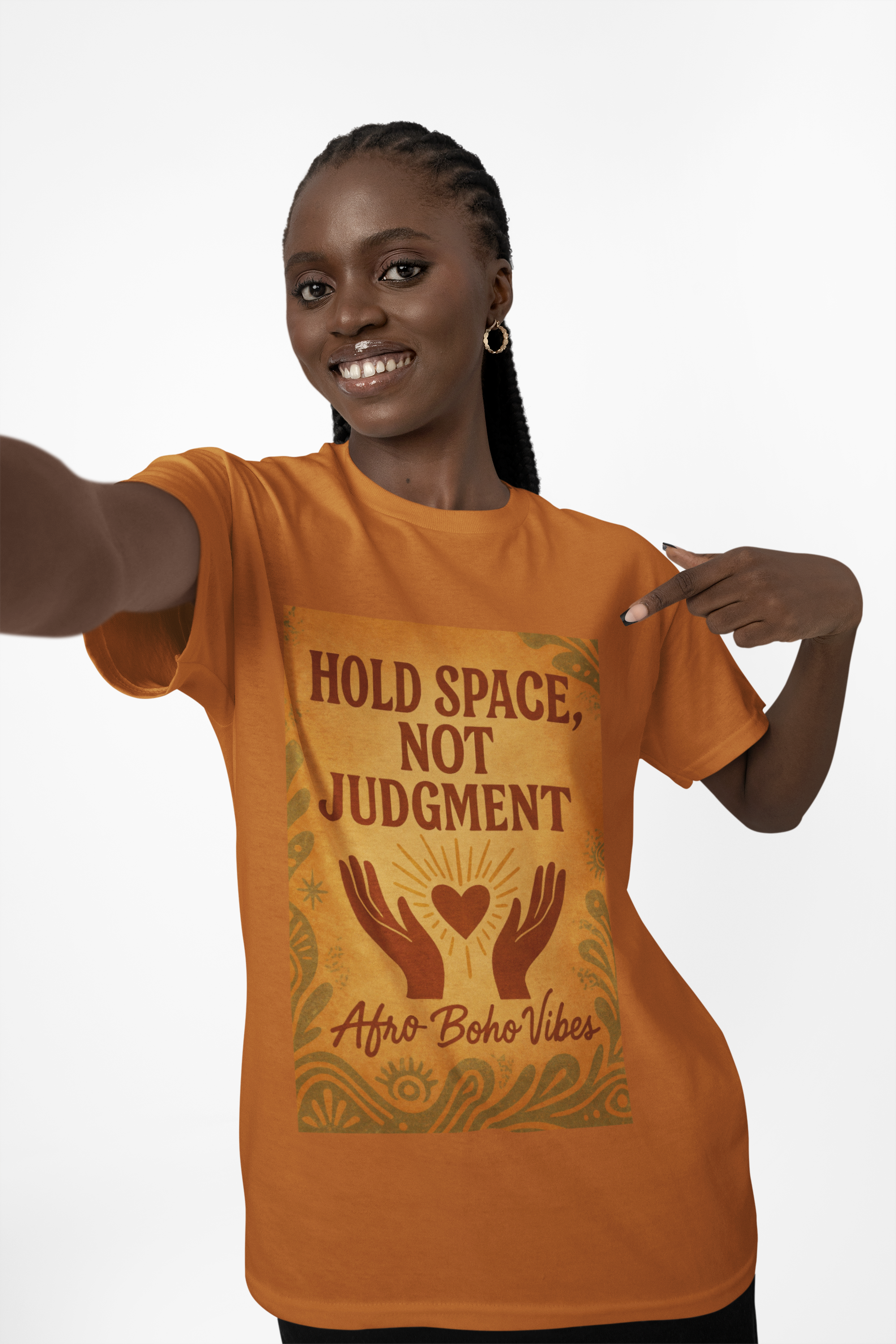 'Hold Space, Not Judgment' Afro Boho Vibes -Unisex Tee product thumbnail image 'Hold Space, Not Judgment' Afro Boho Vibes -Unisex Tee product thumbnail image