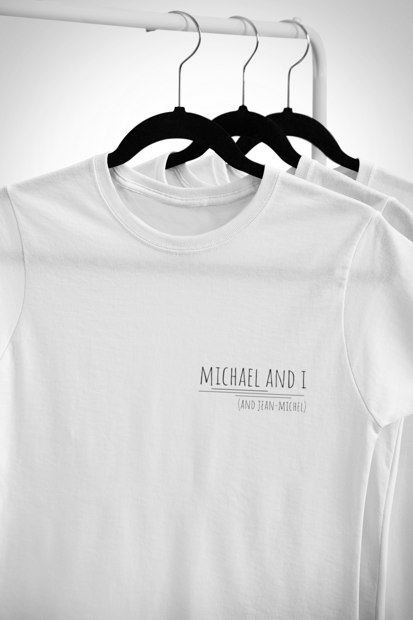 T-shirt “Michael and I (and Jean-Michel)” — Unisexe product thumbnail image T-shirt “Michael and I (and Jean-Michel)” — Unisexe product thumbnail image