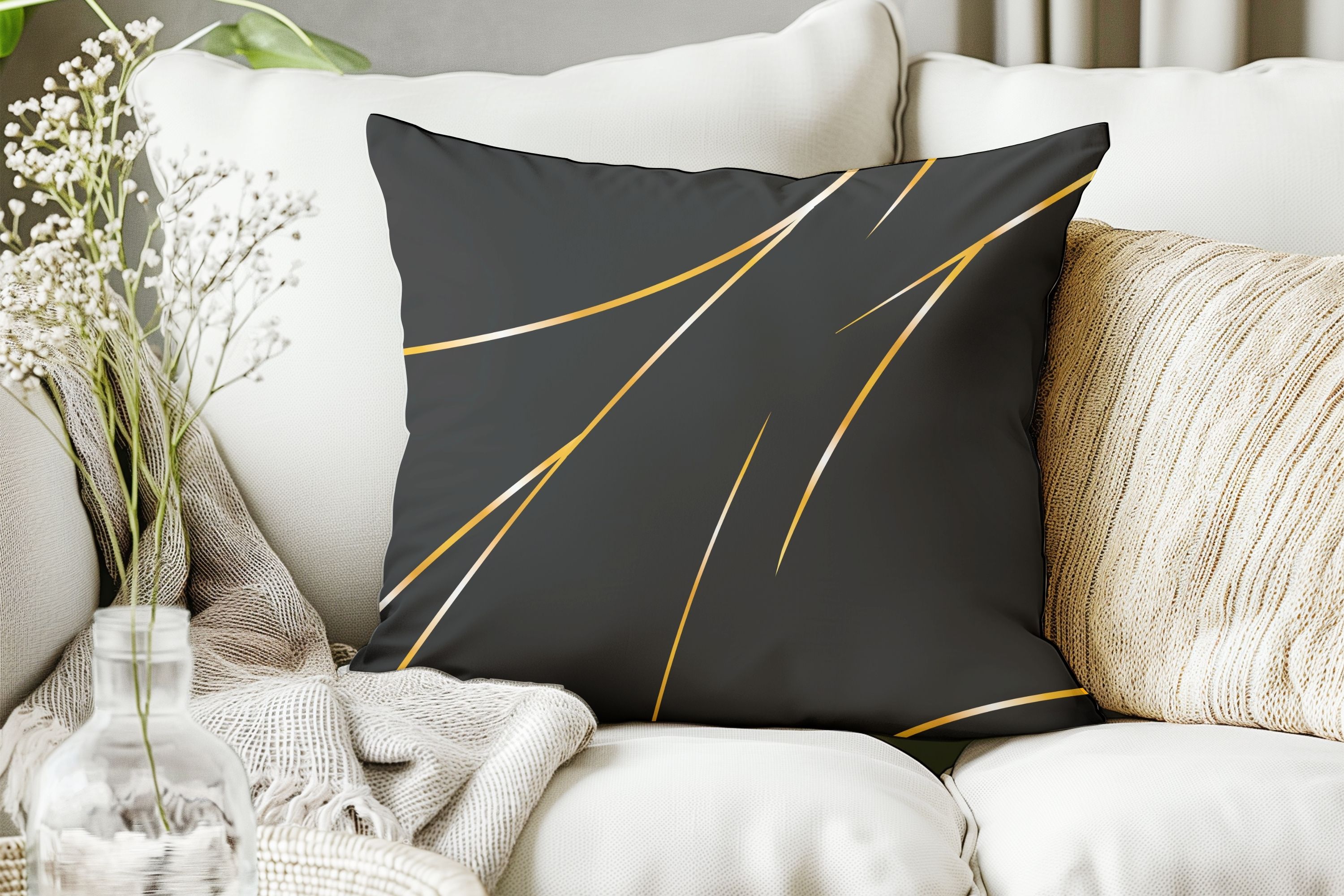 Midnight Gleam – Luxe Throw Pillow | Spun Polyester Square Pillow 