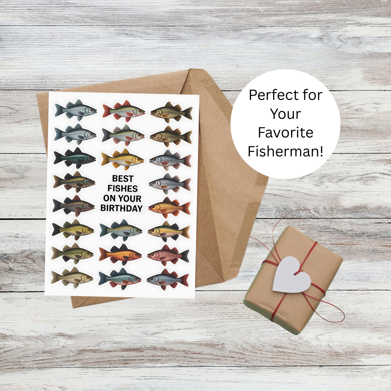 Funny Fisherman Birthday Card Best Fishes Birthday Greeting Fishing Humor Card for Him Fisherman Gift Pun Birthday Card for Dad product thumbnail image