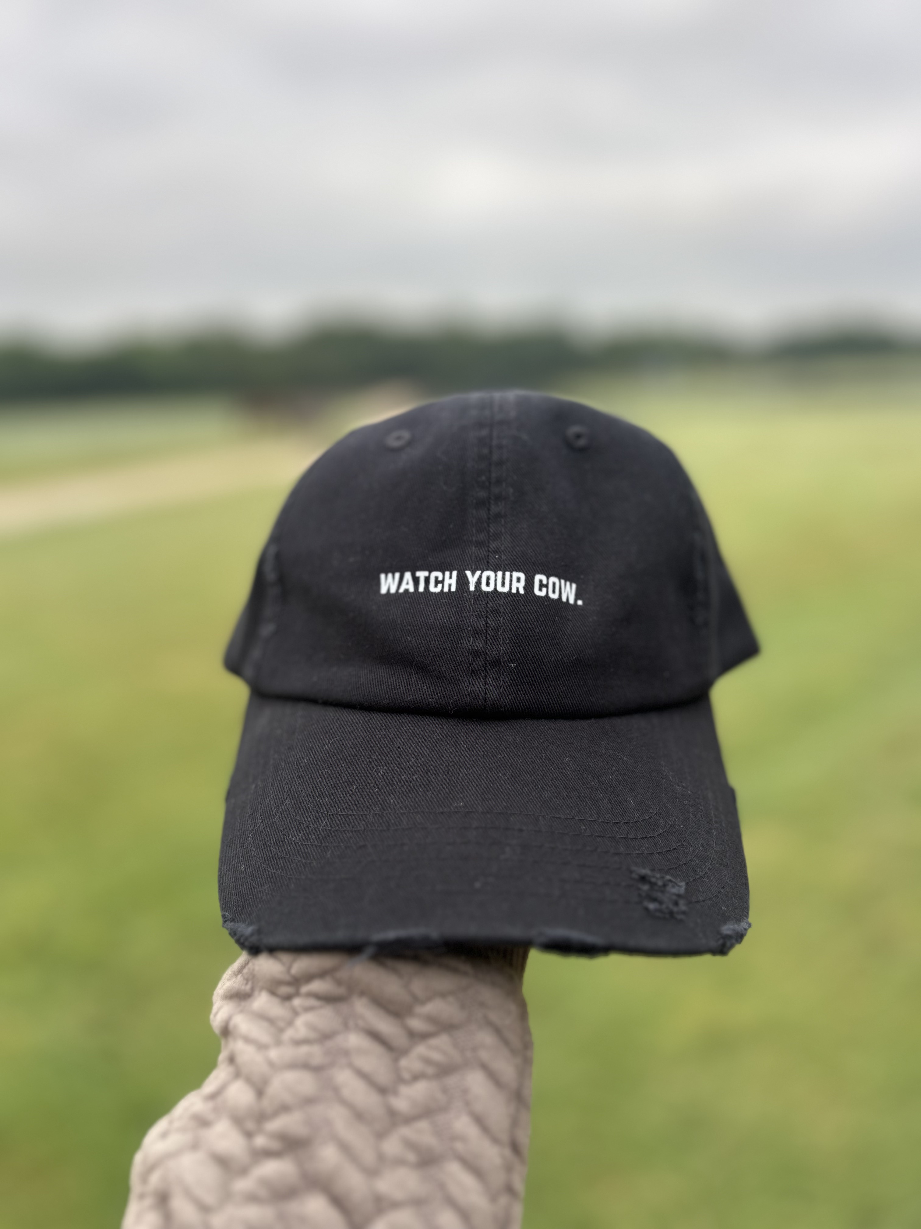 Watch Your Cow Casual Distressed Cap product thumbnail image Watch Your Cow Casual Distressed Cap product thumbnail image
