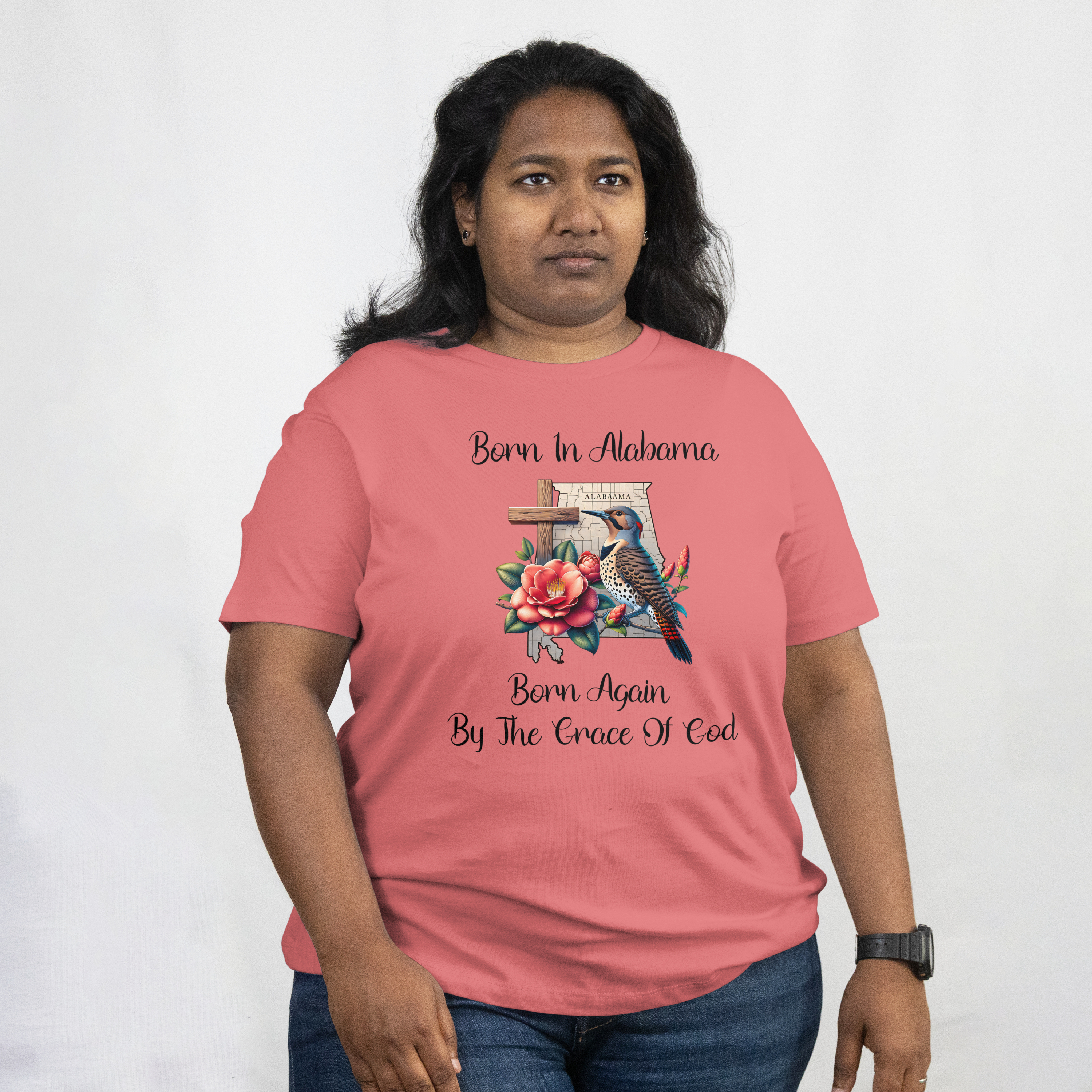 Born In Alabama Born Again By The Grace Of God Unisex Softstyle T-Shirt - Inspirational Southern Design product thumbnail image Born In Alabama Born Again By The Grace Of God Unisex Softstyle T-Shirt - Inspirational Southern Design product thumbnail image