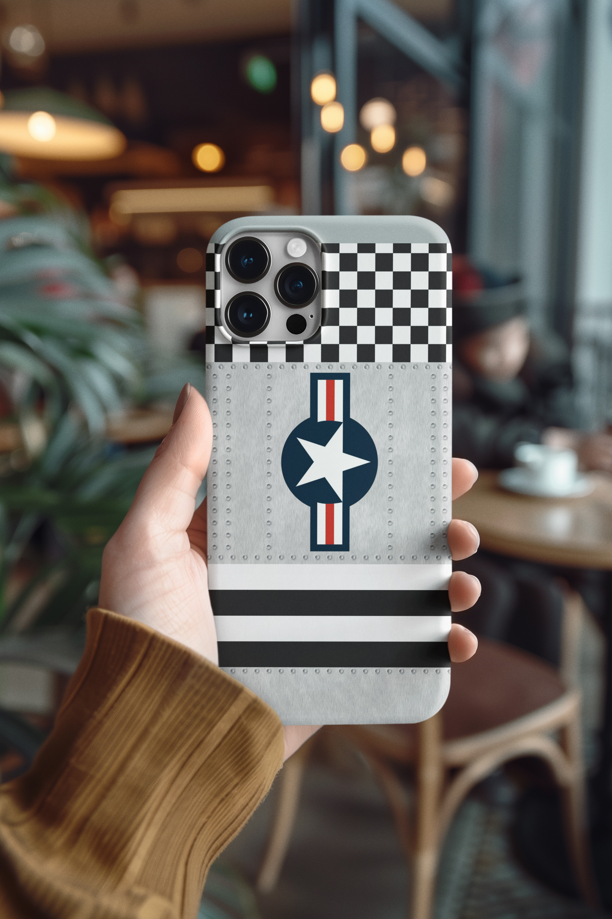 Vintage Aviator Fighter Riveted Metal Texture Jetstream Shield– Aviation Tough Phone Case product thumbnail image
