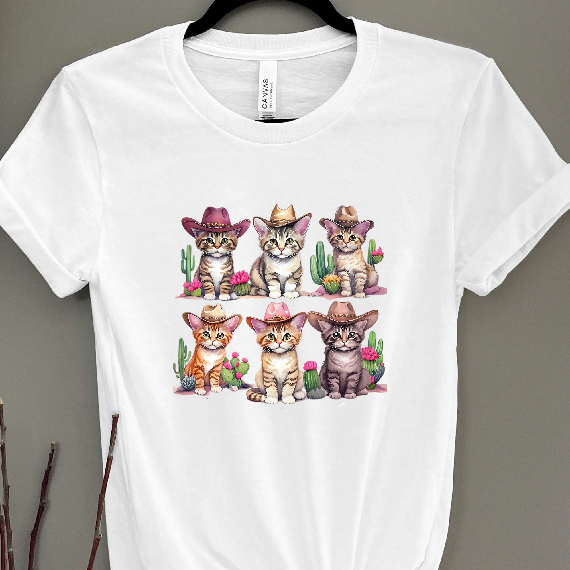 Cowboy Cat Tshirt - Fun Retro Animal Graphic Shirt product thumbnail image