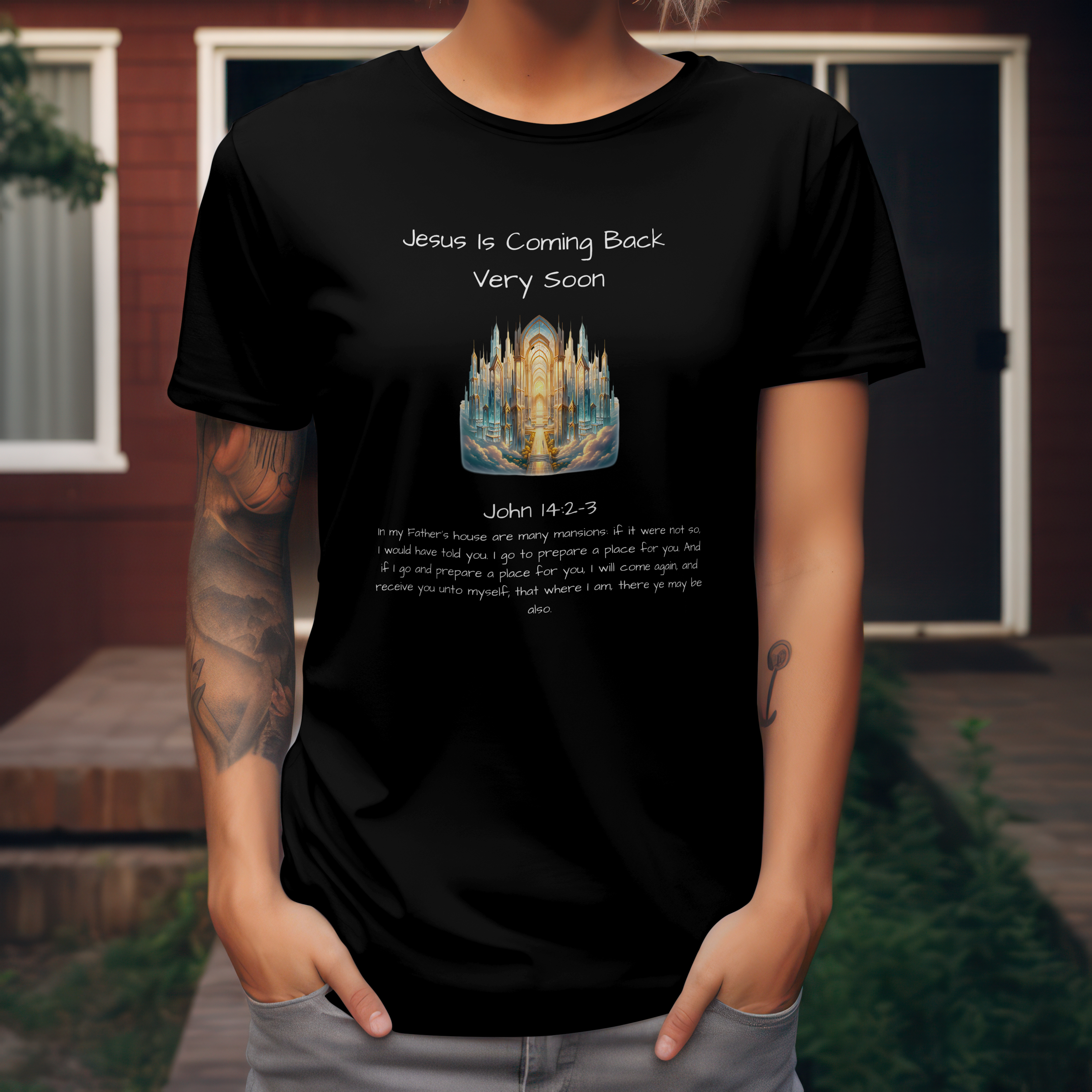 'Jesus is Coming Back Very Soon' Christian Inspirational Women's Softstyle Tee - Front and Back Design product thumbnail image 'Jesus is Coming Back Very Soon' Christian Inspirational Women's Softstyle Tee - Front and Back Design product thumbnail image