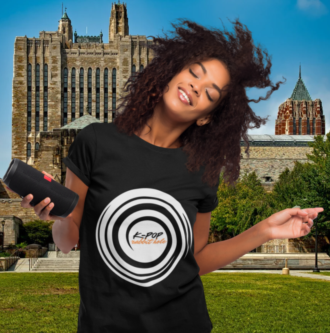 "K-Pop Rabbit Hole" Unisex Softstyle Short Sleeve T-Shirt | Music Lover Gift, Trendy Apparel, Concert Shirt product thumbnail image