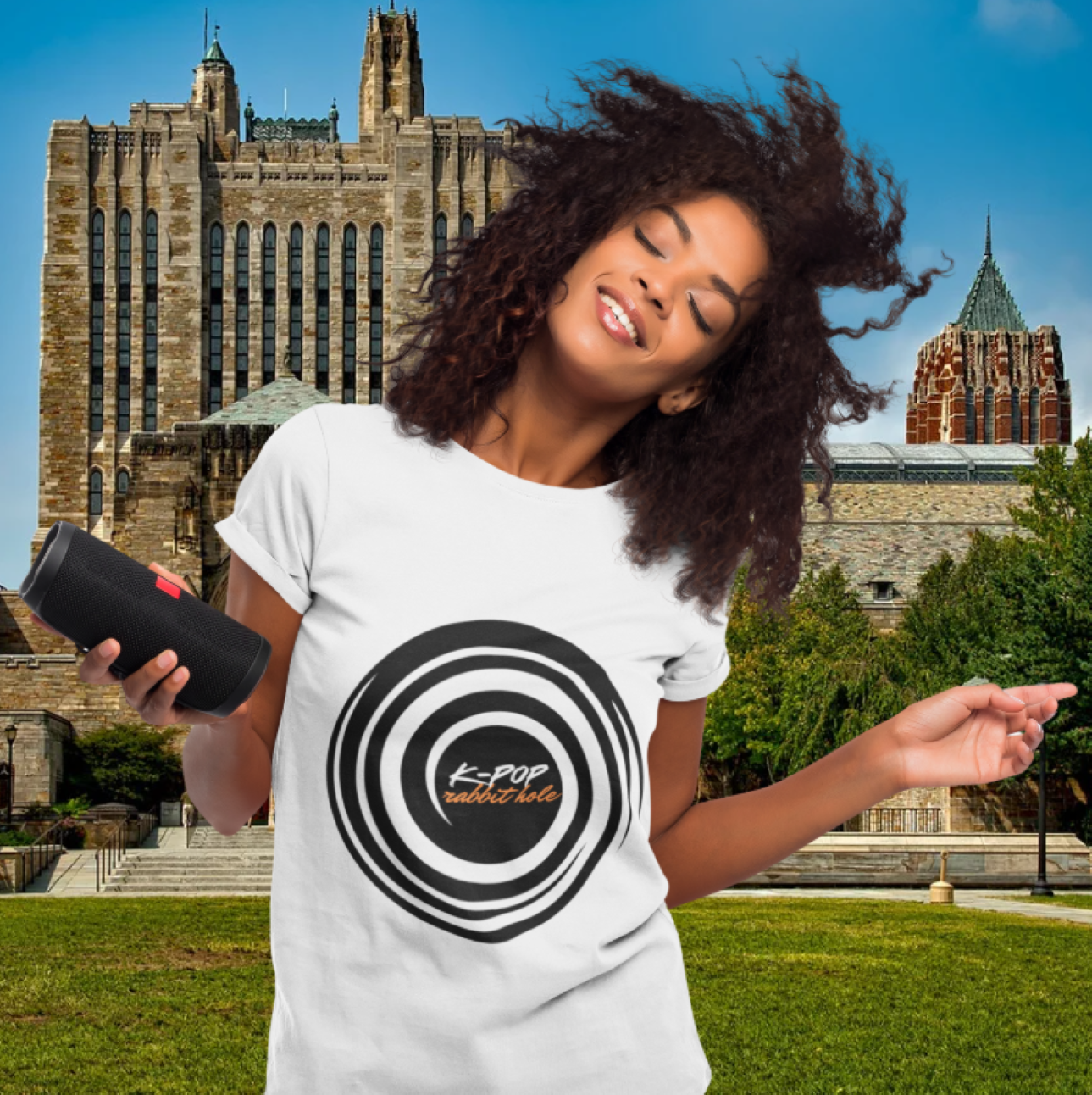 "K-Pop Rabbit Hole" Unisex Softstyle Short Sleeve T-Shirt | Music Lover Gift, Trendy Apparel, Concert Shirt product thumbnail image