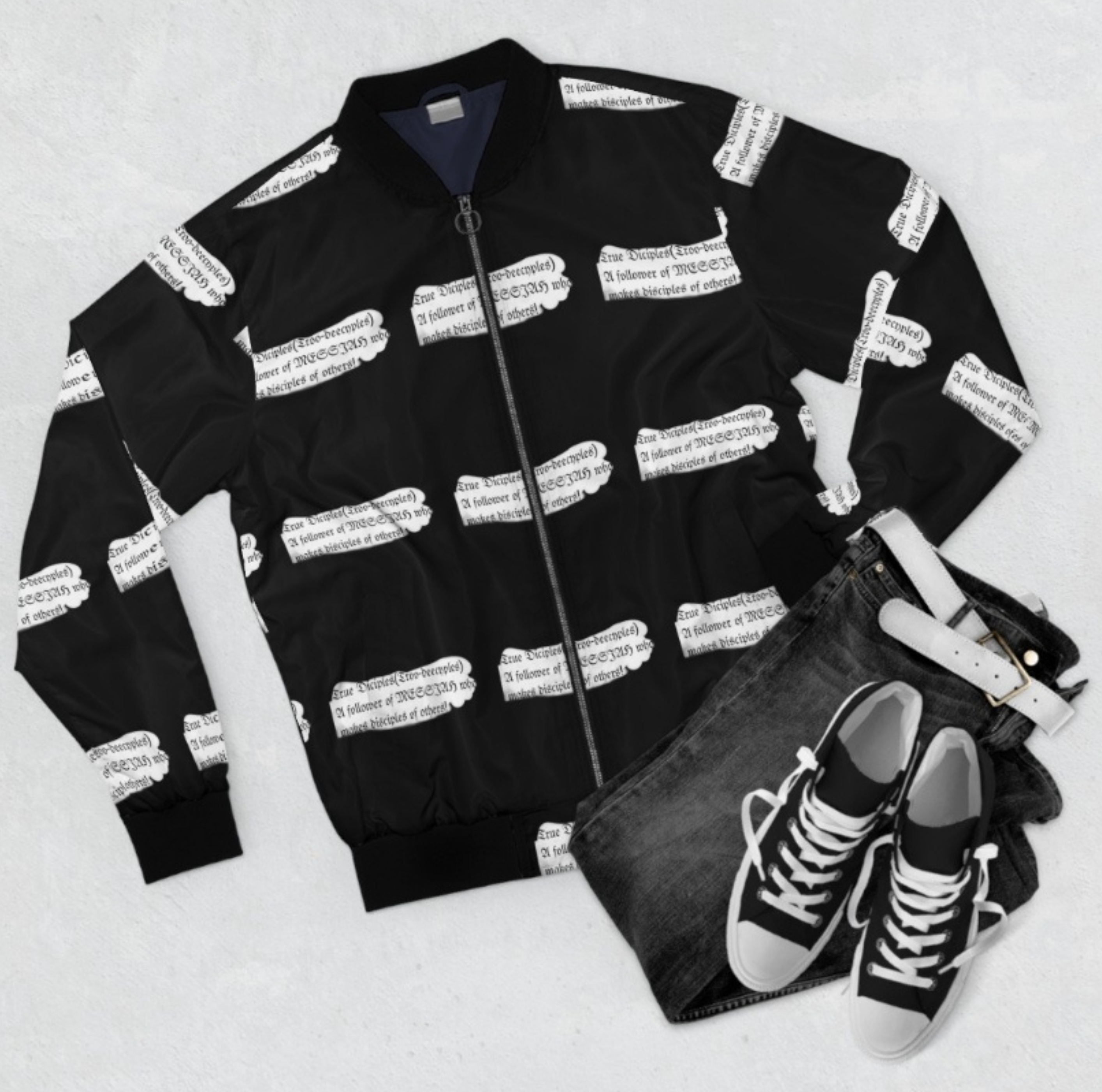 True Disciples (Acronym) Men's Bomber Jacket (AOP) For Believers Of The Way product thumbnail image True Disciples (Acronym) Men's Bomber Jacket (AOP) For Believers Of The Way product thumbnail image