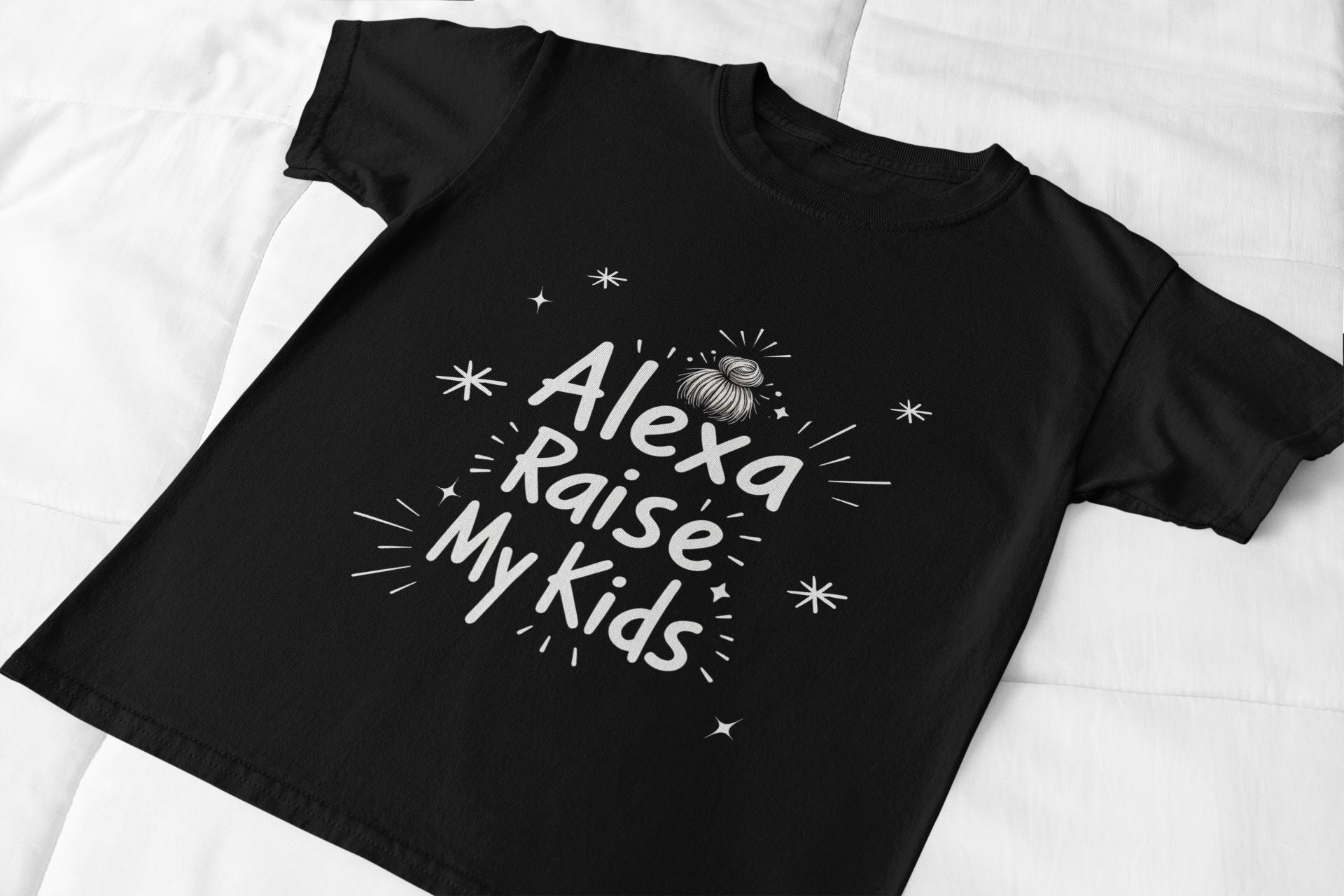 Funny Mom V-Neck T-Shirt – “Alexa, Raise My Kids” Shirt – Sarcastic Unisex Jersey Tee – Mother’s Day Humor Gift – Relatable Shirt for Busy Moms – Comfortable Everyday Fit product thumbnail image
