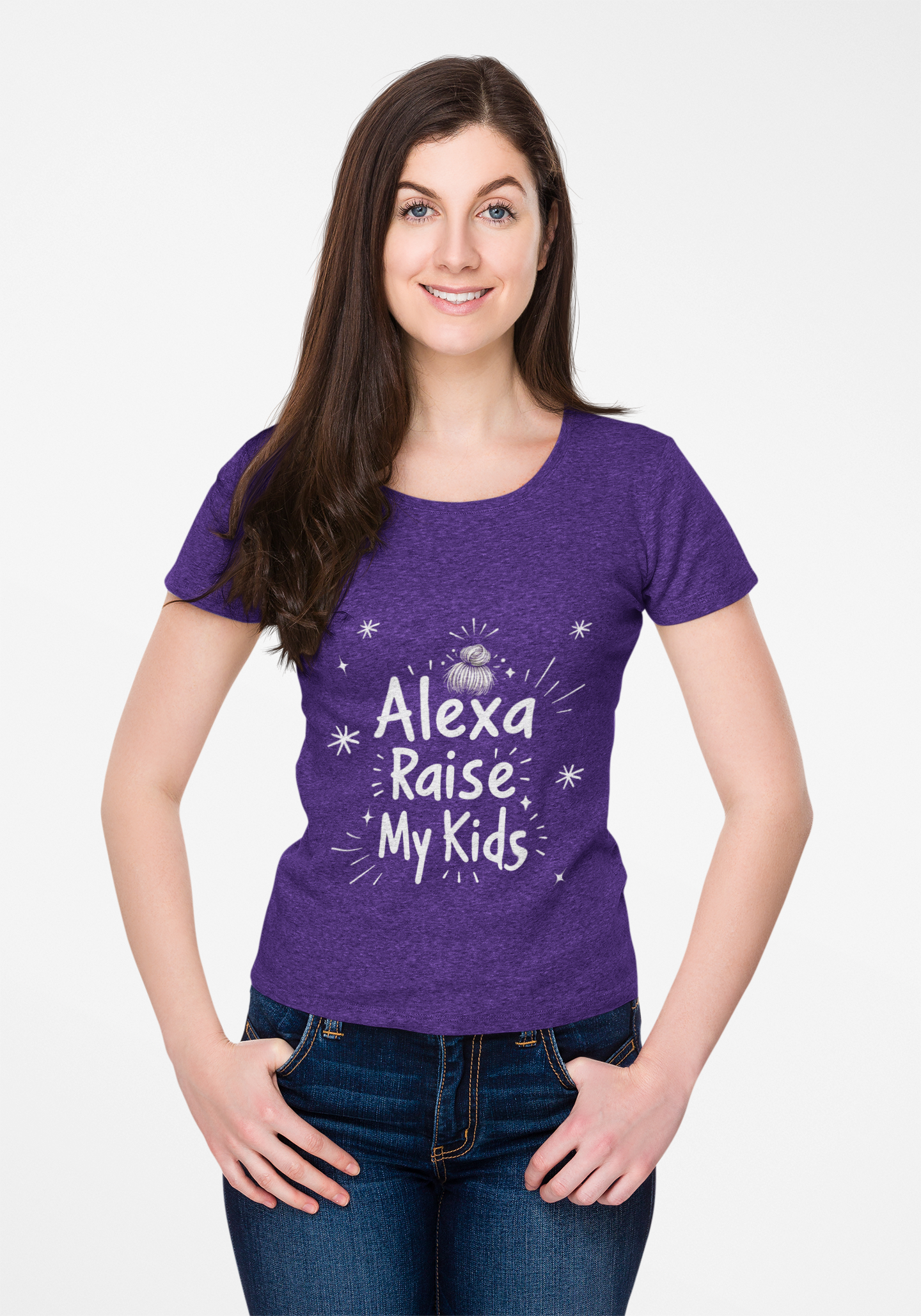 Funny Mom V-Neck T-Shirt – “Alexa, Raise My Kids” Shirt – Sarcastic Unisex Jersey Tee – Mother’s Day Humor Gift – Relatable Shirt for Busy Moms – Comfortable Everyday Fit product thumbnail image