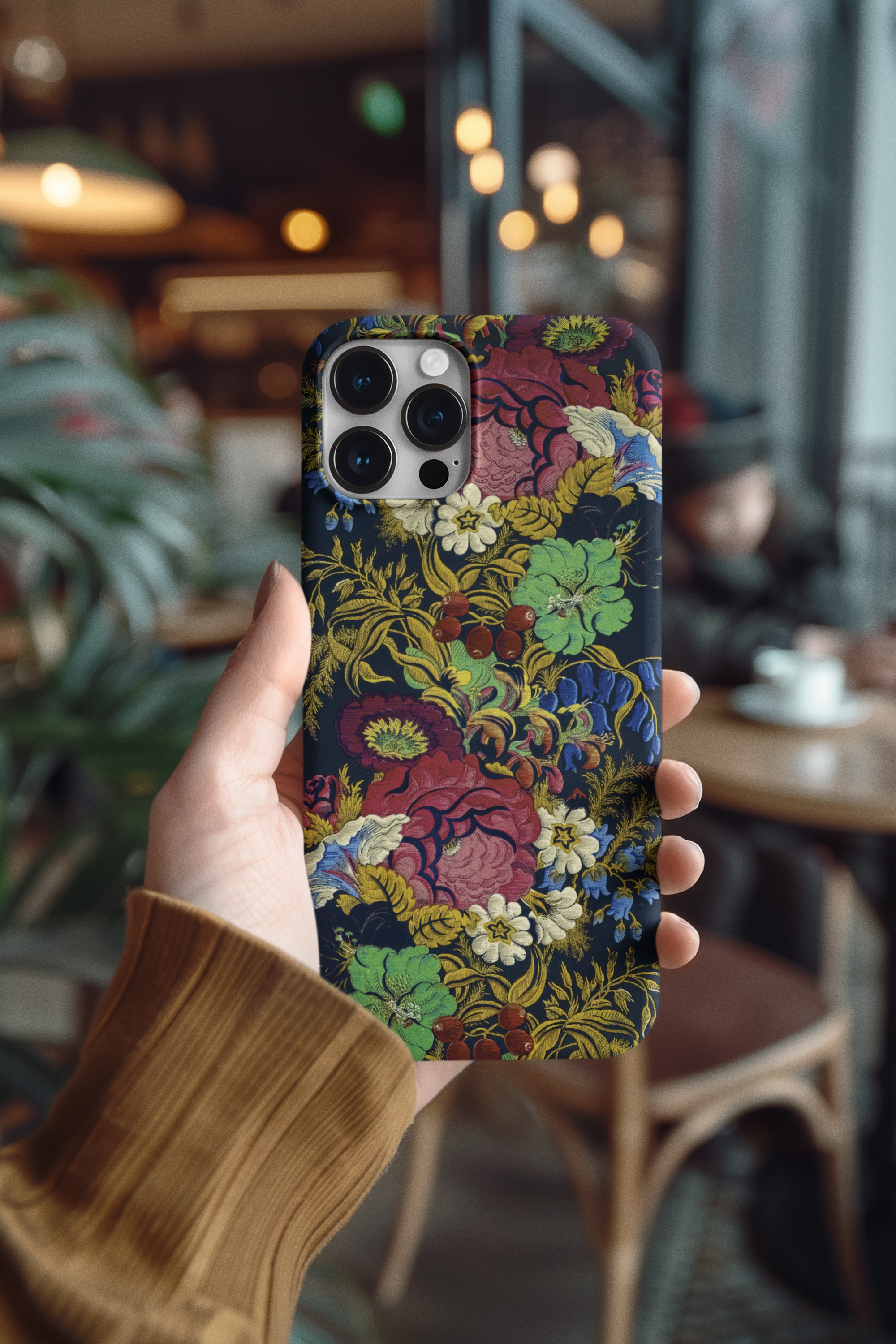Elegant Nocturne Bloom Crimson Florals Tough Phone Case product thumbnail image