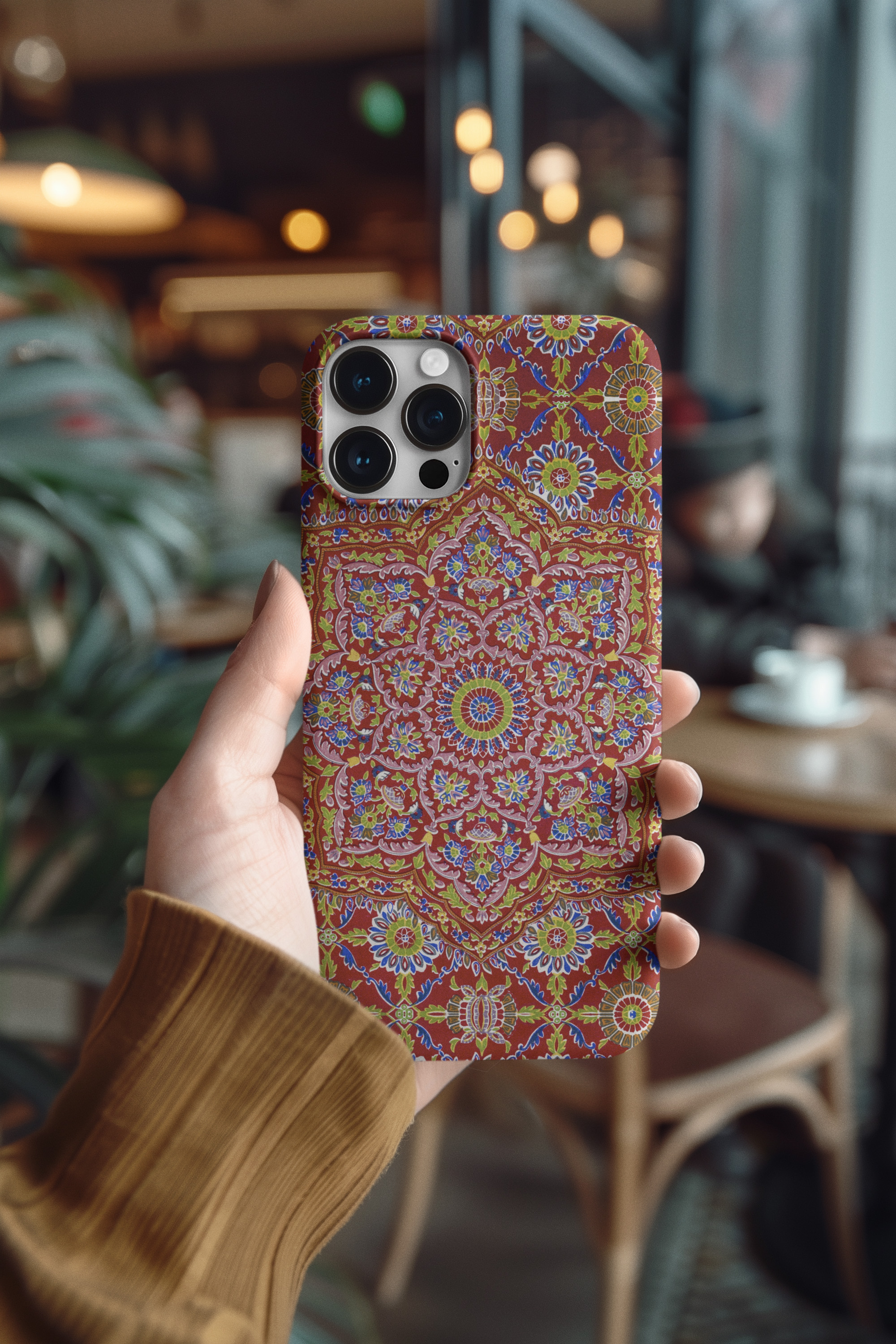 Vibrant Red Symmetry Solar Mandala – Bohemian Tough Phone Case product thumbnail image