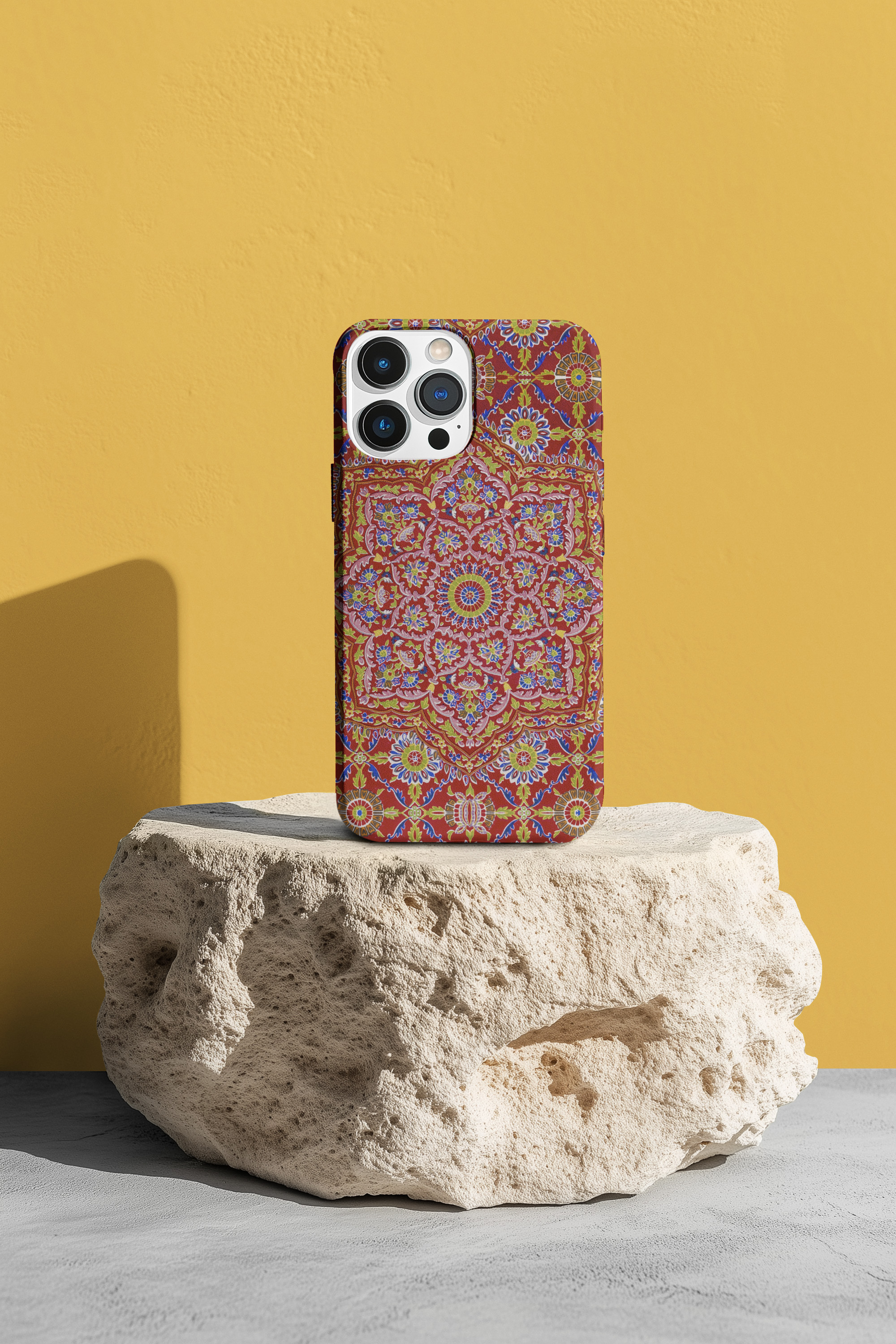 Vibrant Red Symmetry Solar Mandala – Bohemian Tough Phone Case product thumbnail image