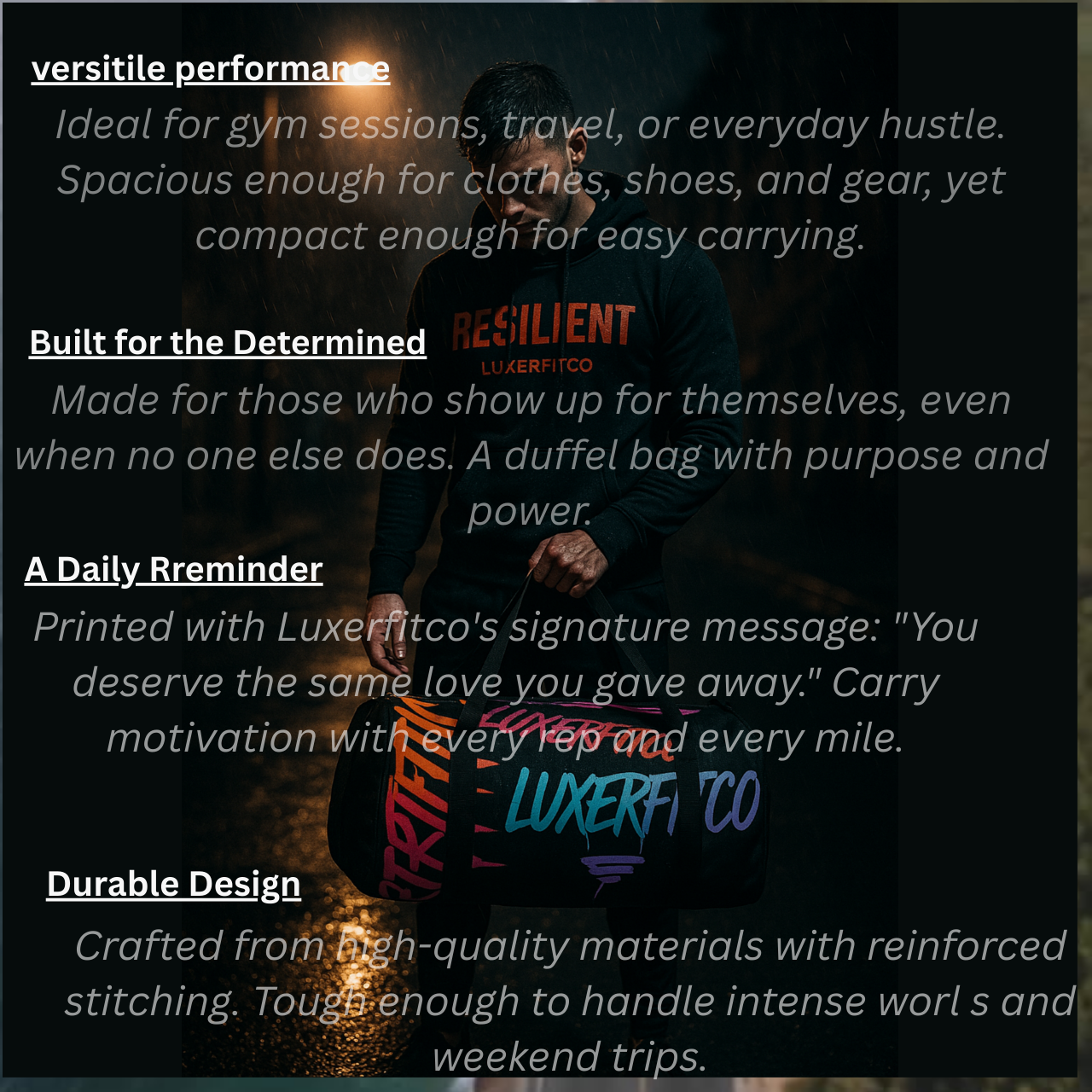 LIMITED TIME ONLY Graffiti Style Luxerfitco Duffel Bag product thumbnail image LIMITED TIME ONLY Graffiti Style Luxerfitco Duffel Bag product thumbnail image