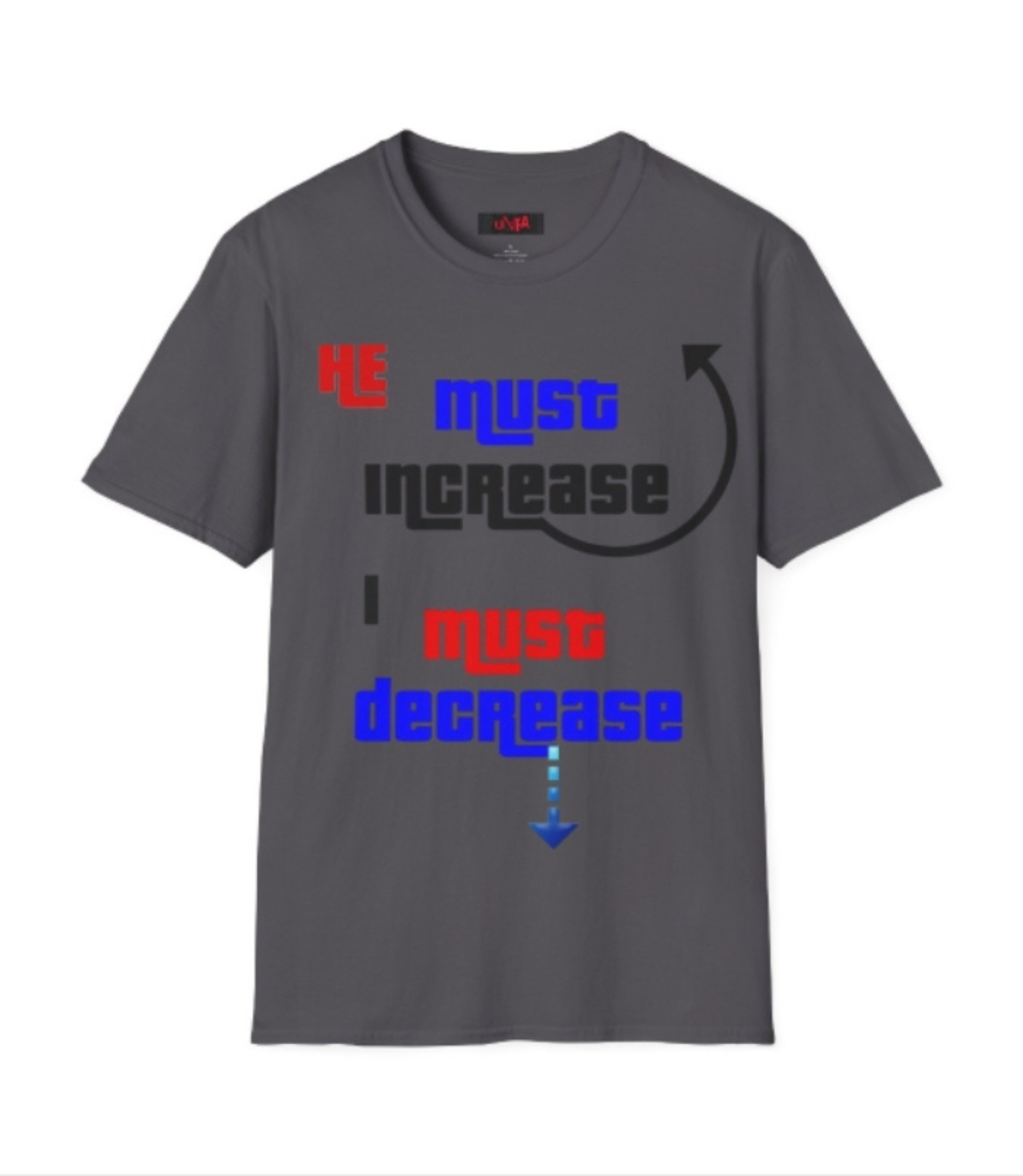 HE Must Increase Unisex Softstyle T-Shirt For Believers Of The Way product thumbnail image HE Must Increase Unisex Softstyle T-Shirt For Believers Of The Way product thumbnail image