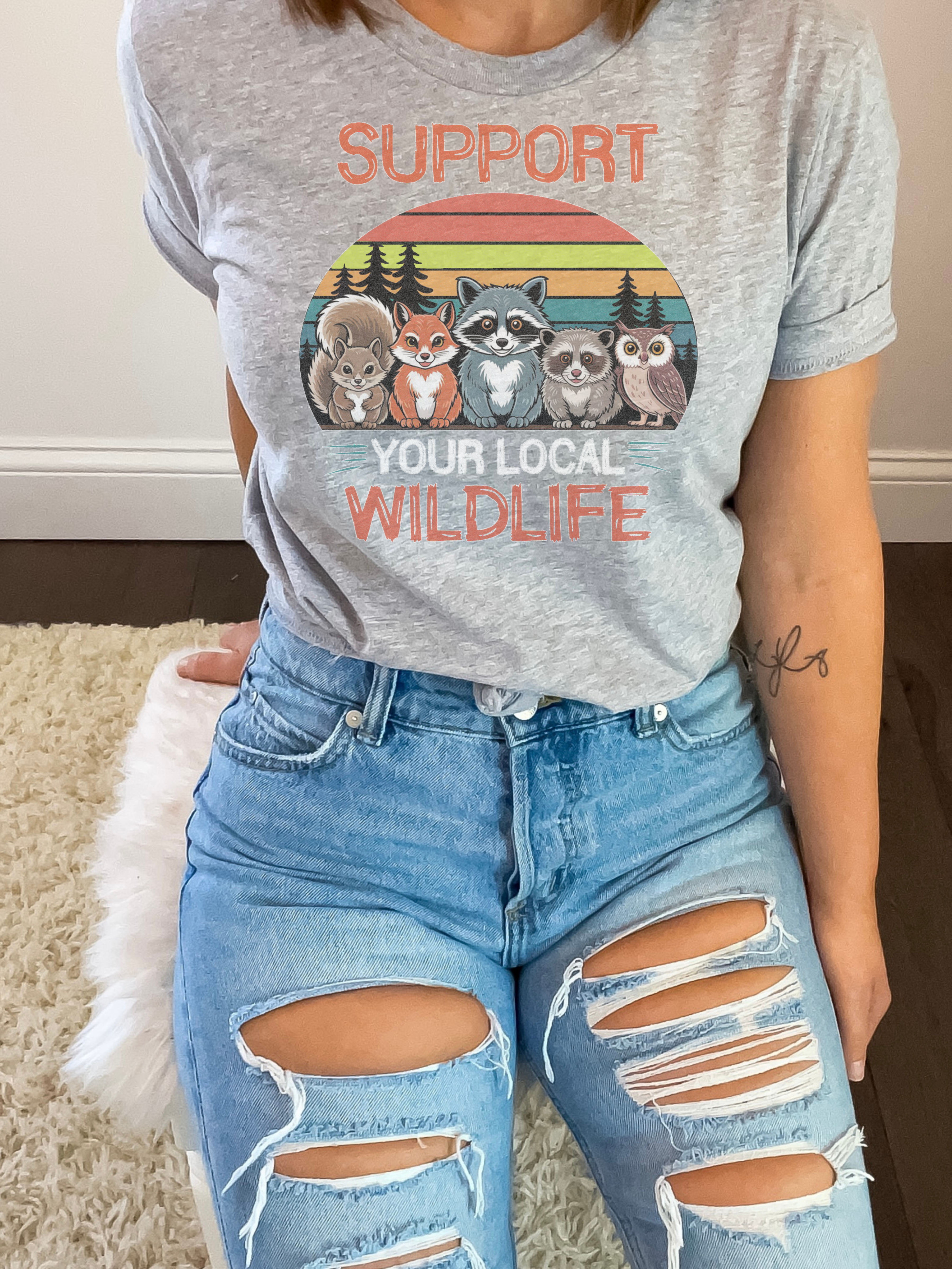 Support Your Local Wildlife Shirt, Distressed Animal Graphic Tee, Cute Forest Critters, Nature Lover Gift, Fluffy Nuts Sanctuary Support Your Local Wildlife Shirt, Distressed Animal Graphic Tee, Cute Forest Critters, Nature Lover Gift, Fluffy Nuts Sanctuary