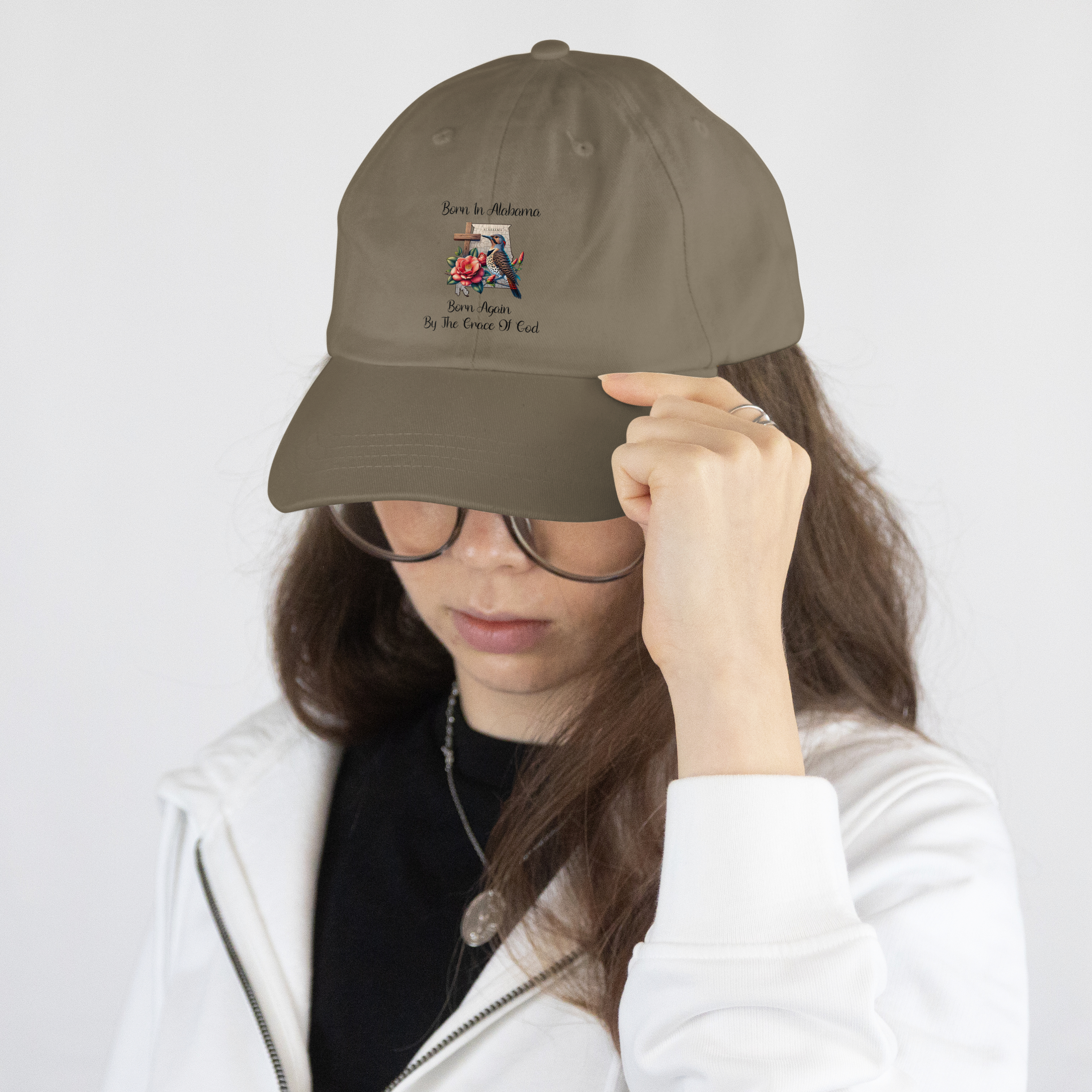 Born in Alabama Born Again By The Grace Of God Low Profile Baseball Cap product thumbnail image Born in Alabama Born Again By The Grace Of God Low Profile Baseball Cap product thumbnail image