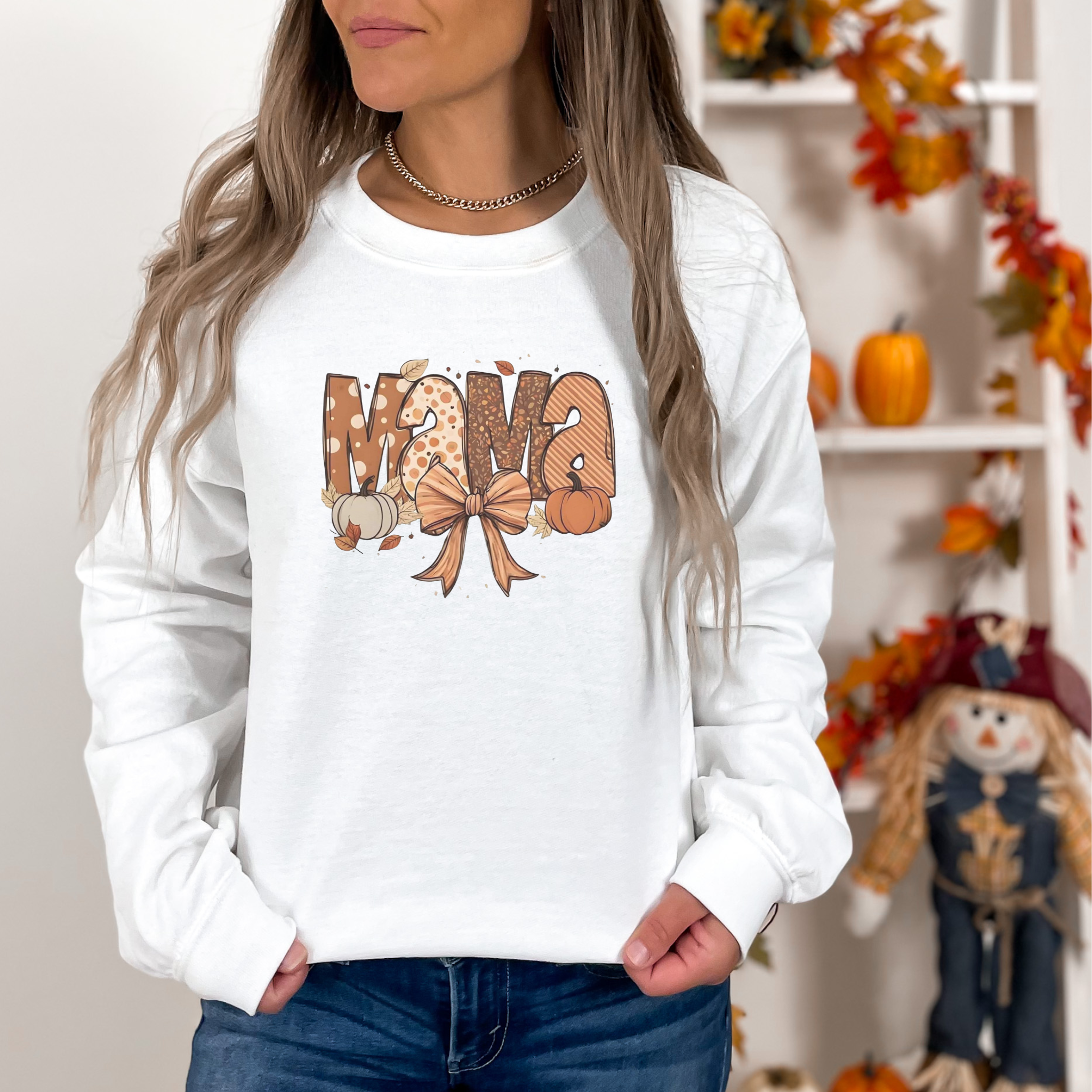 Mama Fall Sweatshirt | Cozy Autumn Crewneck for Moms | Cute Pumpkin Season Pullover | Women’s Casual Fall Outfit 