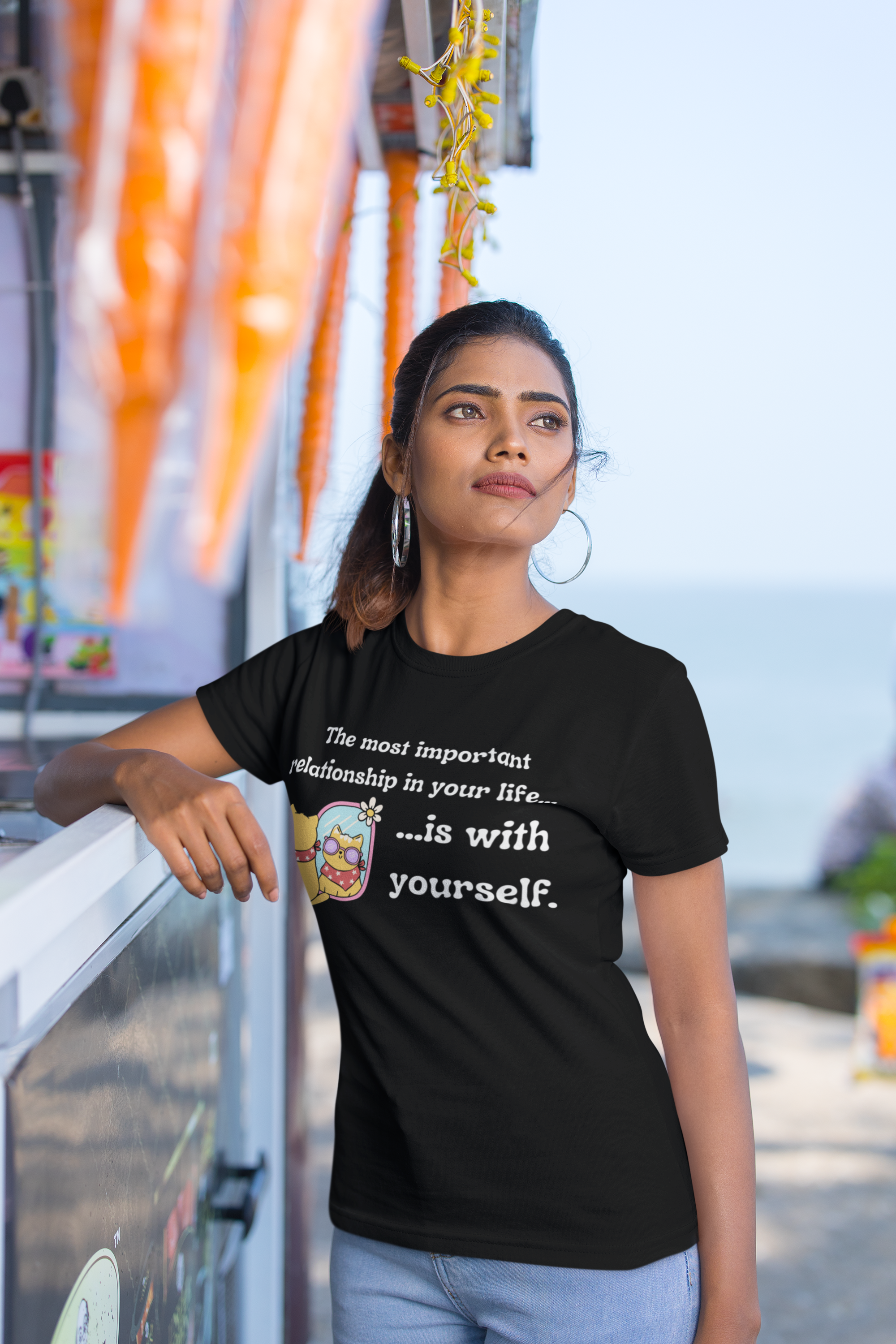 Inspirational Relationship T-Shirt, Cat Lover Gift, Self-Care Tee, Birthday Present, Positive Quote Shirt, Everyday Wear product thumbnail image