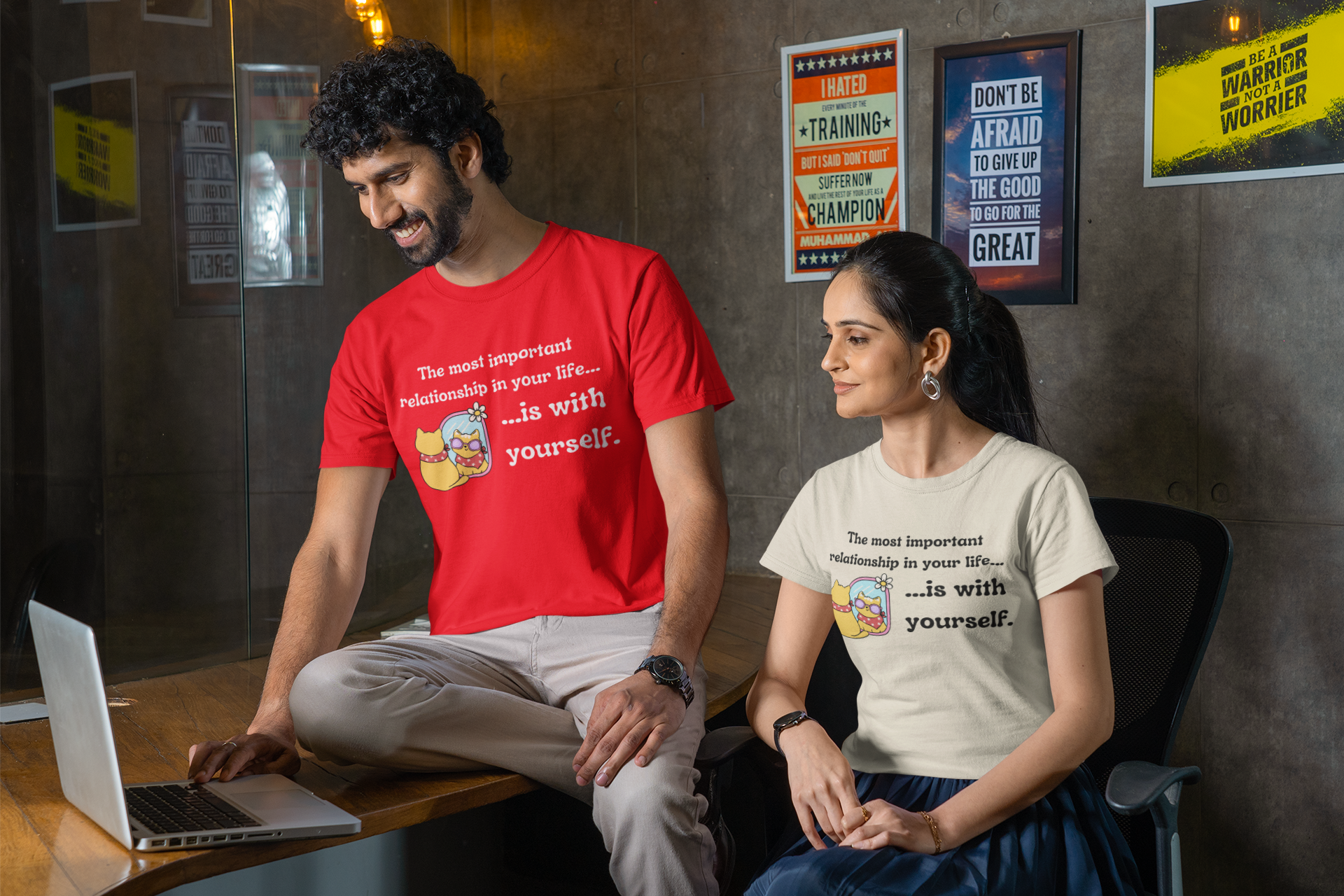 Inspirational Relationship T-Shirt, Cat Lover Gift, Self-Care Tee, Birthday Present, Positive Quote Shirt, Everyday Wear product thumbnail image